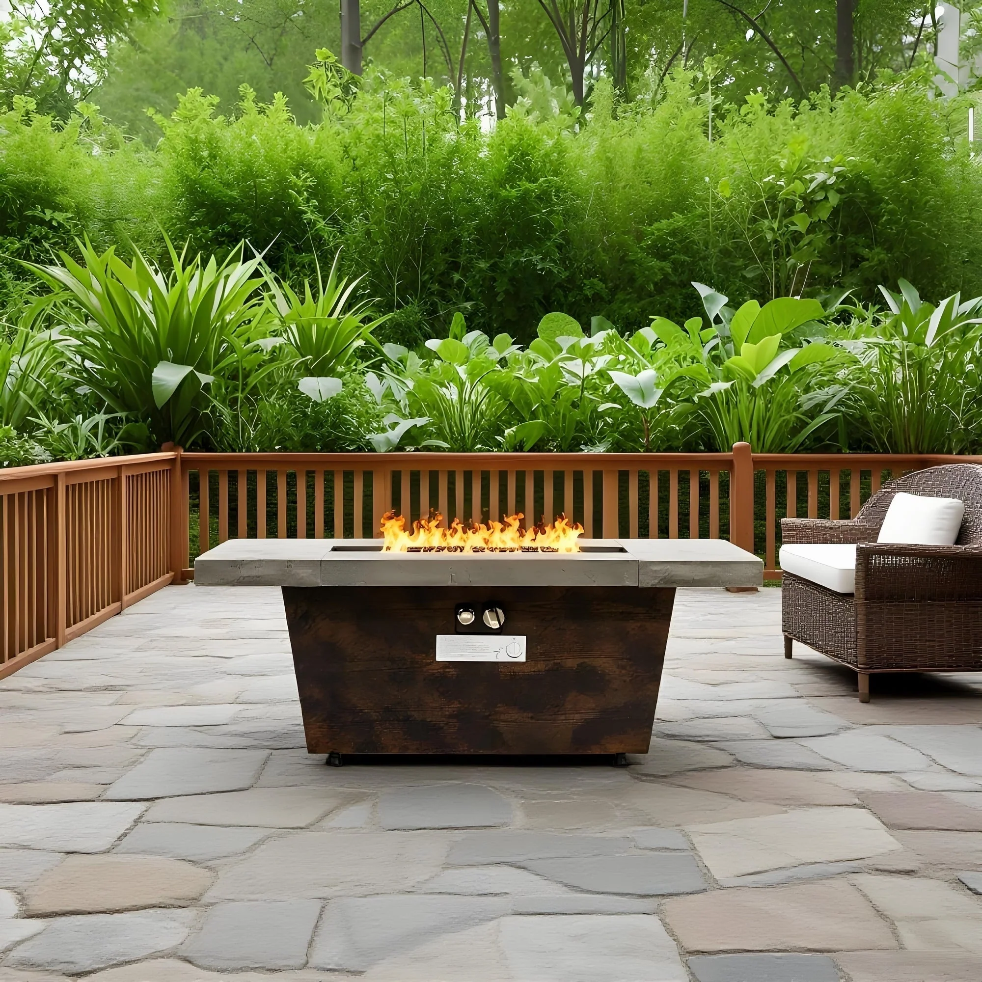 42 Inch Gas Fire Pit Table with Cement Texture Finish - Image 6