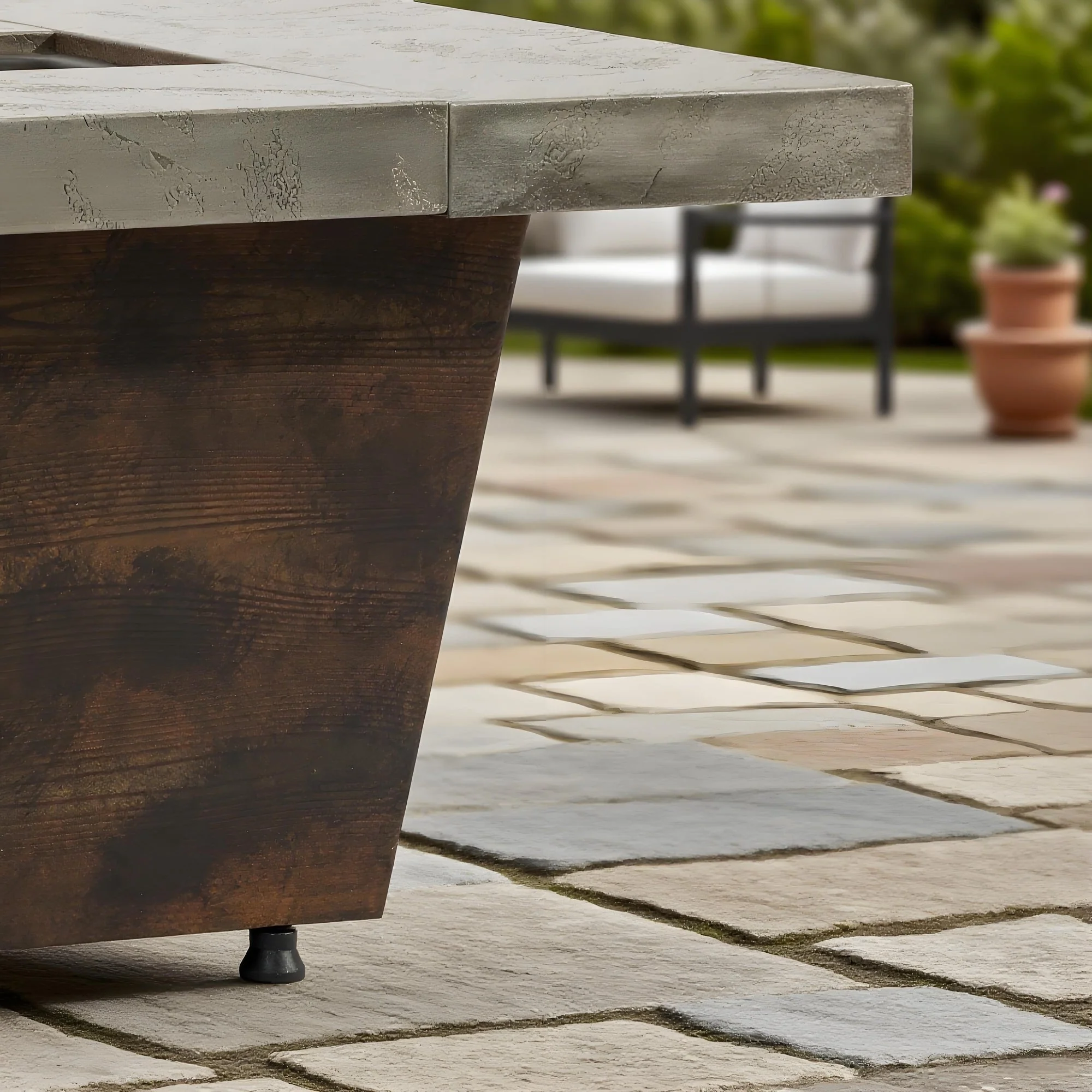 42 Inch Gas Fire Pit Table with Cement Texture Finish - Image 8