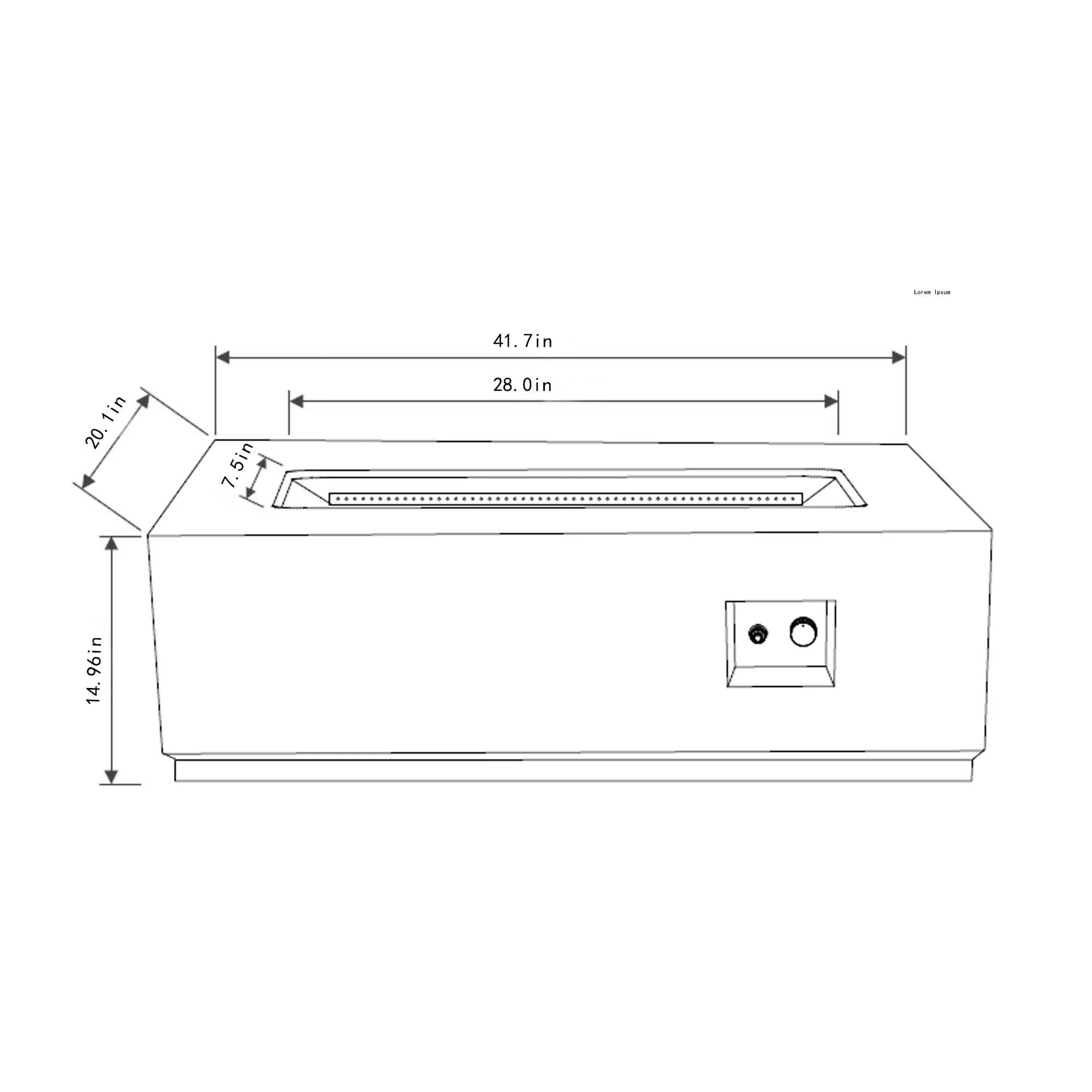 42" Propane Gas Fire Pit Table, 50000 BTU Rectangular Steel Fire Pit with Glass Wind Guard - Gray - Image 3