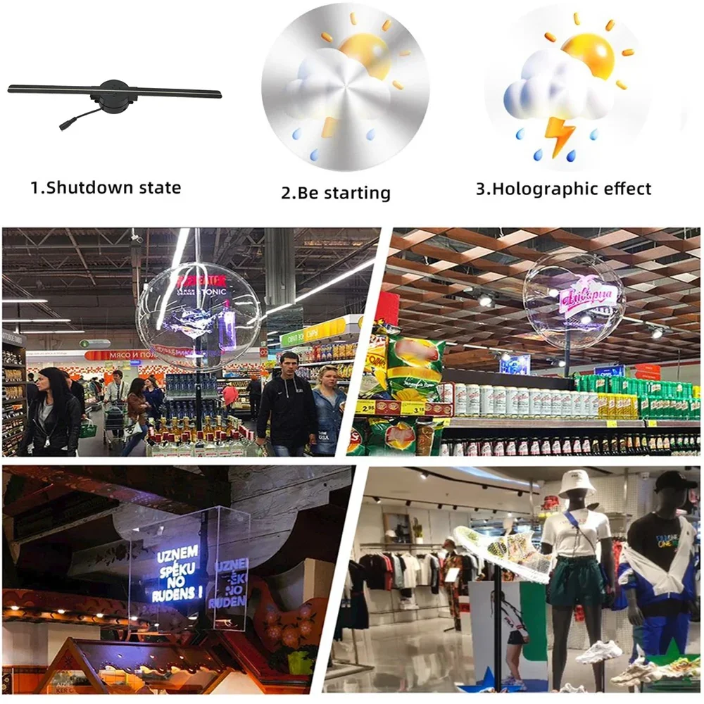 42CM WiFi 3D Hologram Fan Holographic Projector Advertising Display Light - Image 3