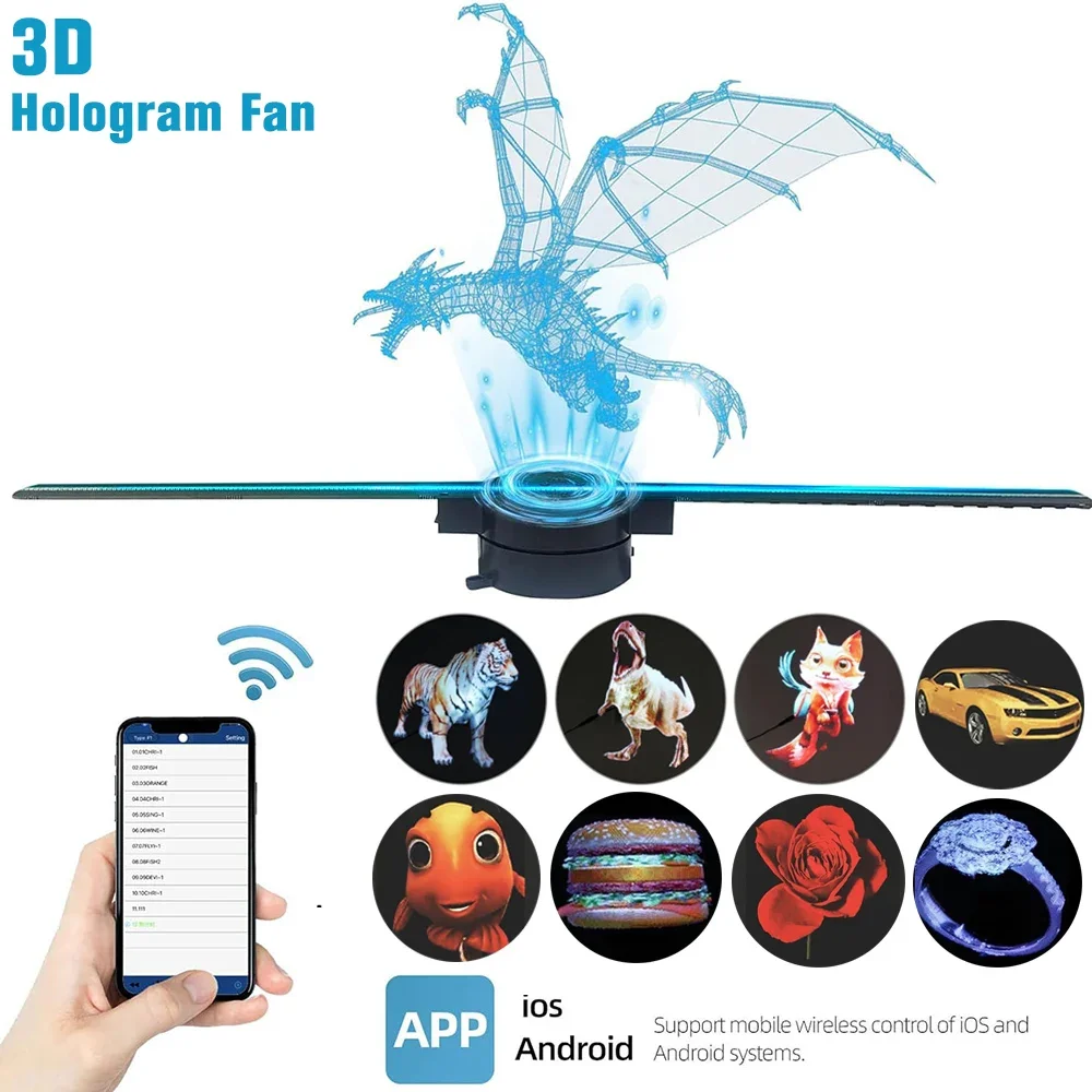 42CM WiFi 3D Hologram Fan Holographic Projector Advertising Display Light - Image 4