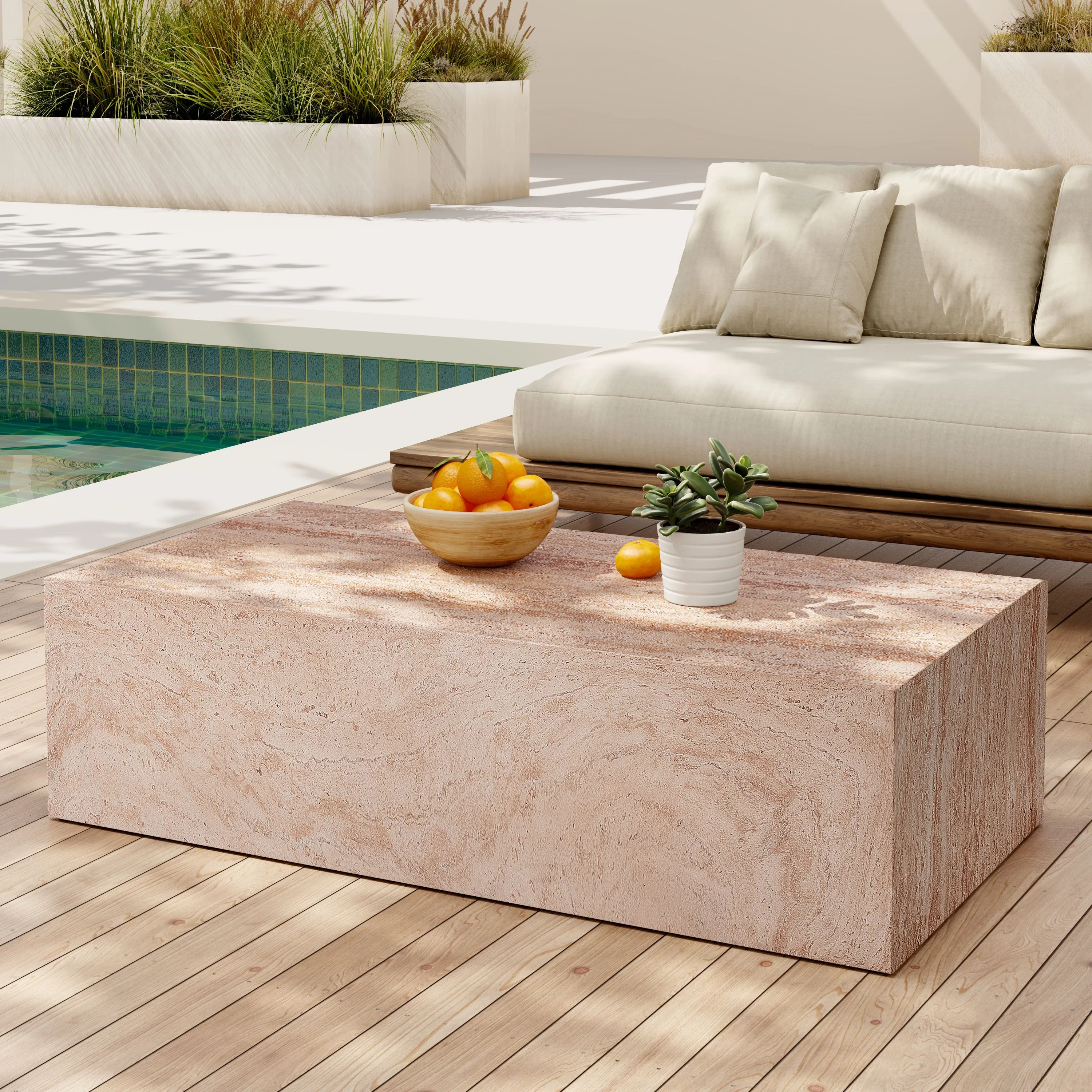 43.5" L x 22" W Rectangular MGO Coffee Table for Indoor and Outdoor Use - Image 2