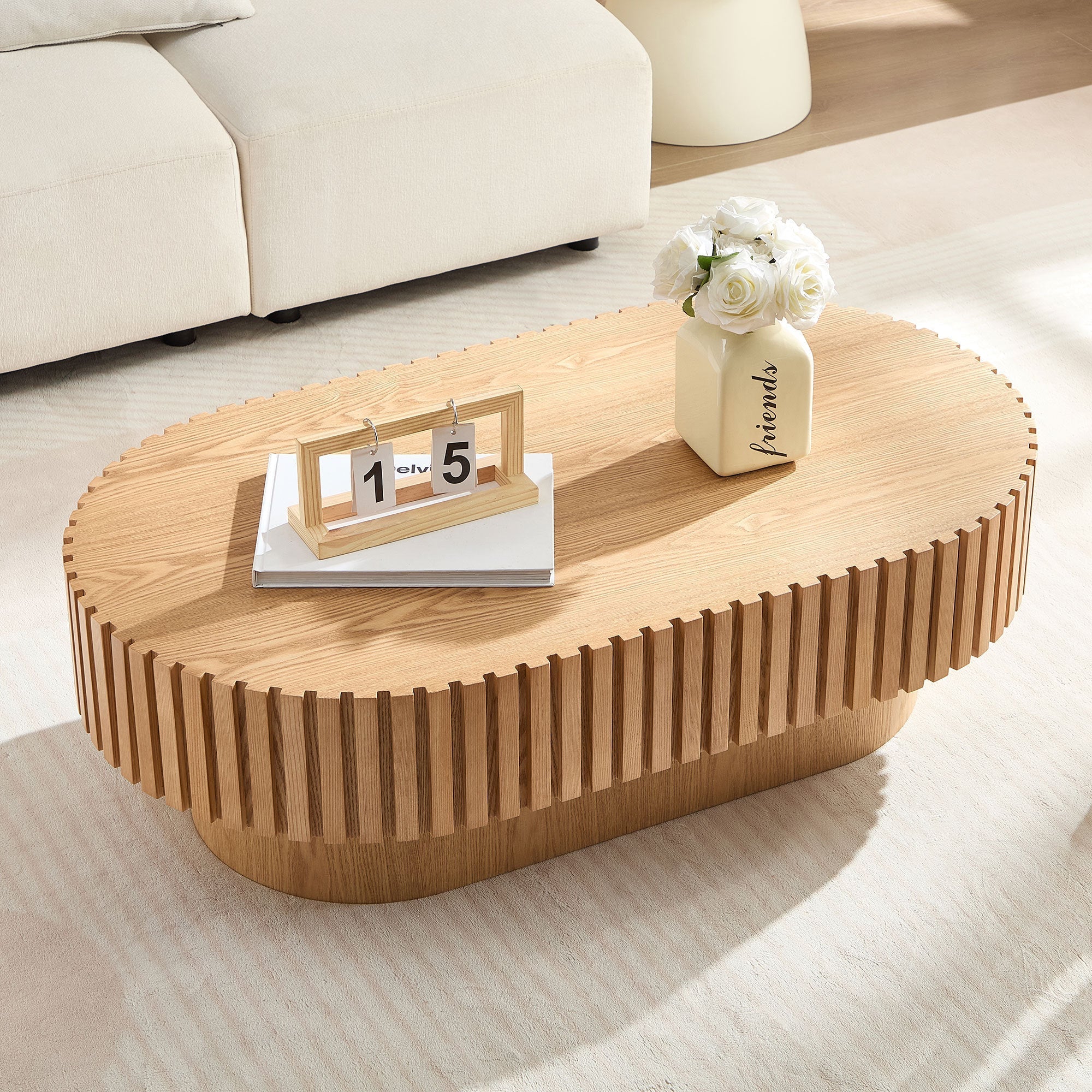 43.7 Inch Modern Handcrafted Drum Coffee Table - Image 5