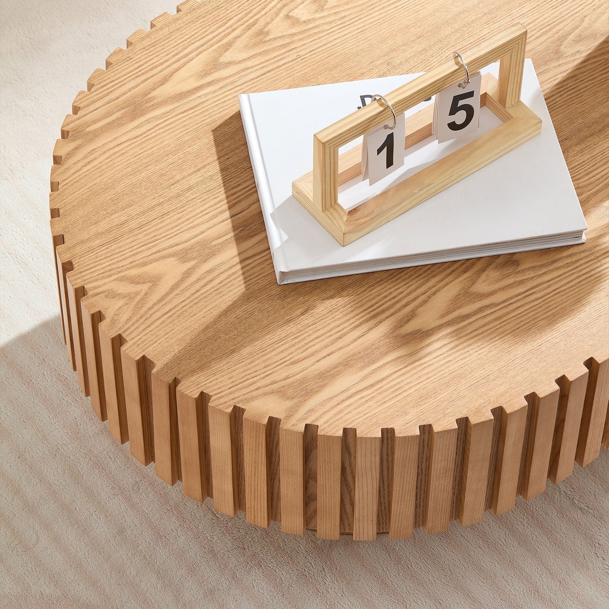 43.7 Inch Modern Handcrafted Drum Coffee Table - Image 8