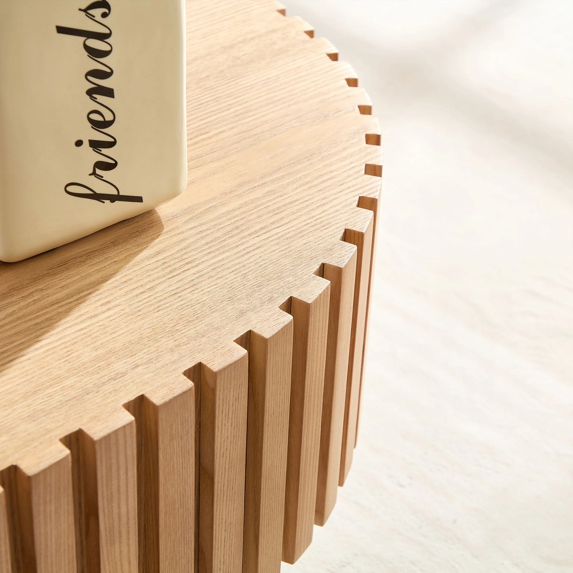 43.7 Inch Modern Handcrafted Drum Coffee Table - Image 9