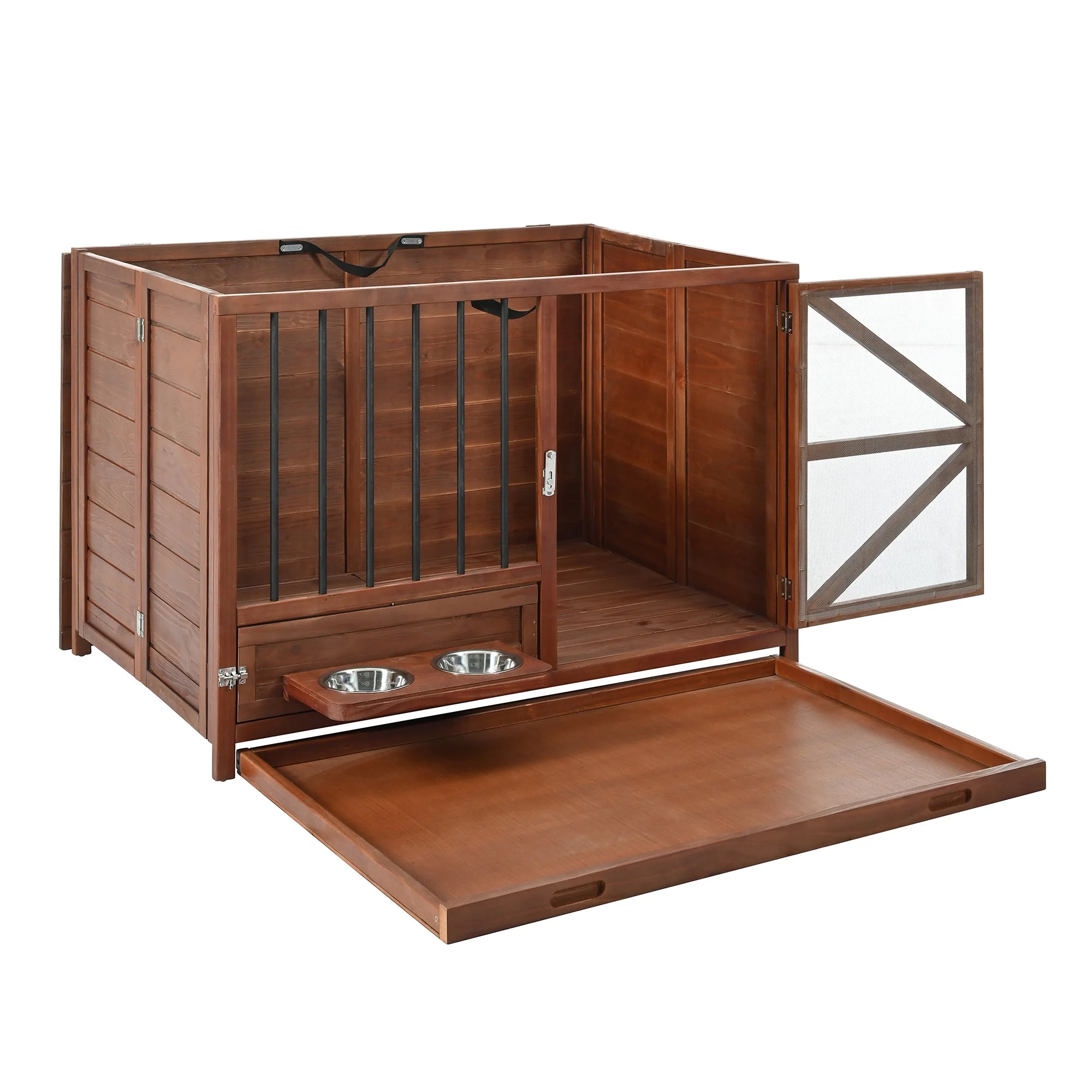 43" Solid Wood Dog Crate Furniture Foldable Indoor Kennel - Image 10