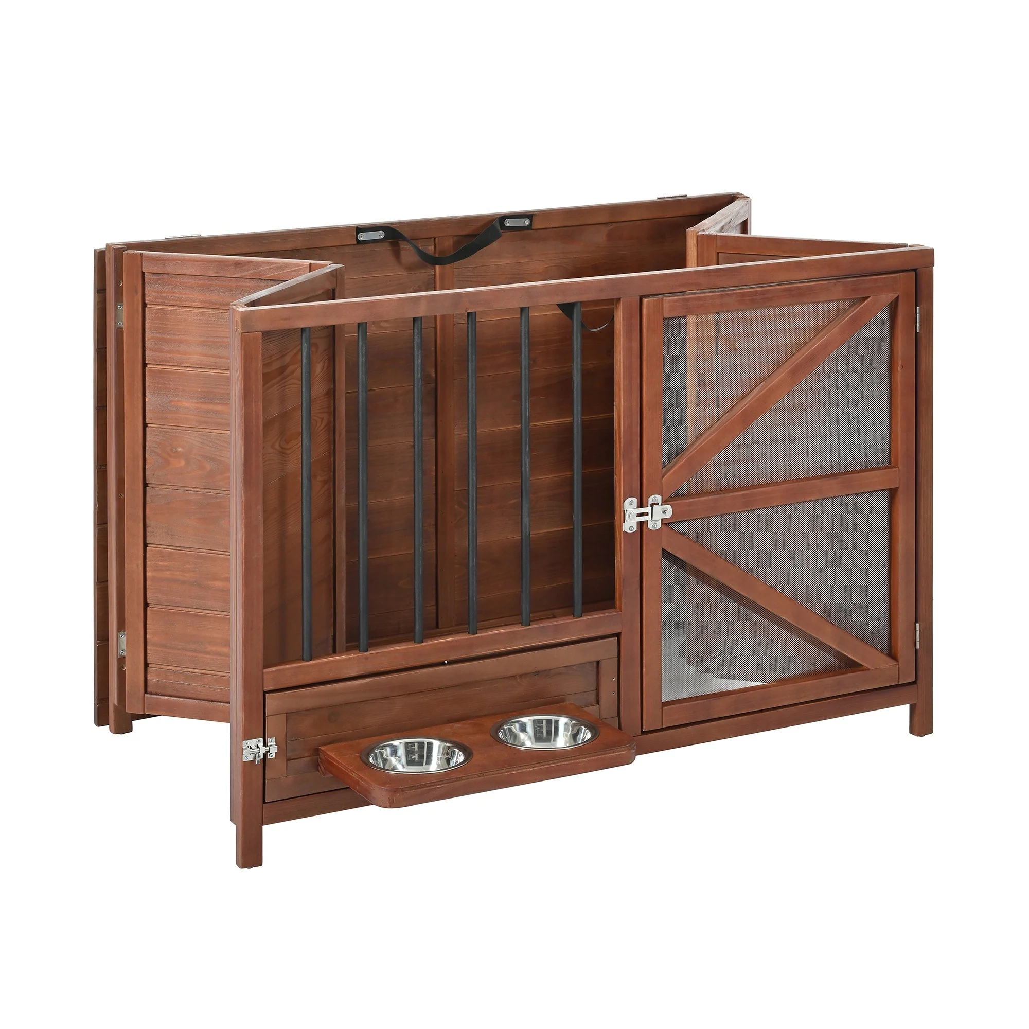 43" Solid Wood Dog Crate Furniture Foldable Indoor Kennel - Image 12