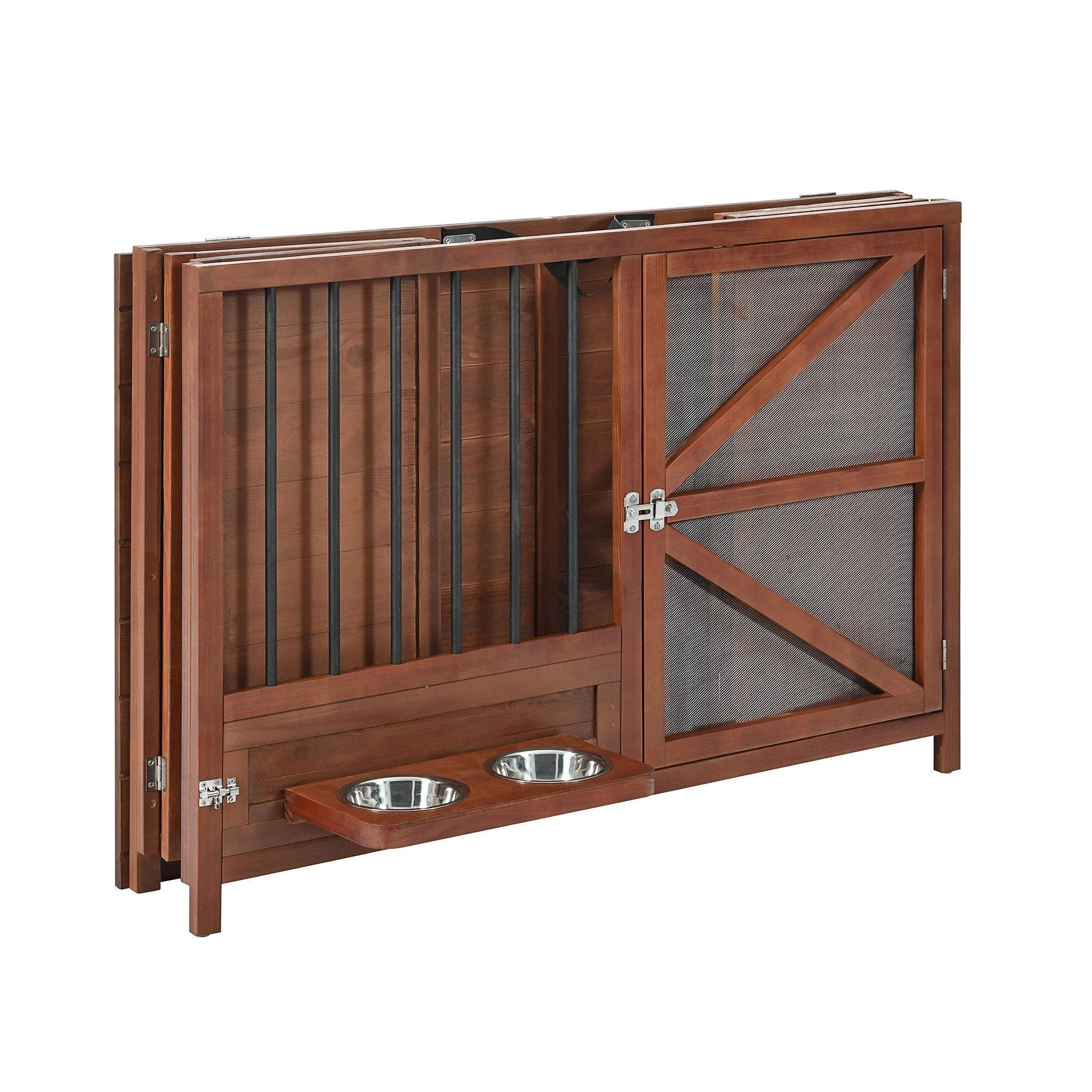 43" Solid Wood Dog Crate Furniture Foldable Indoor Kennel - Image 13