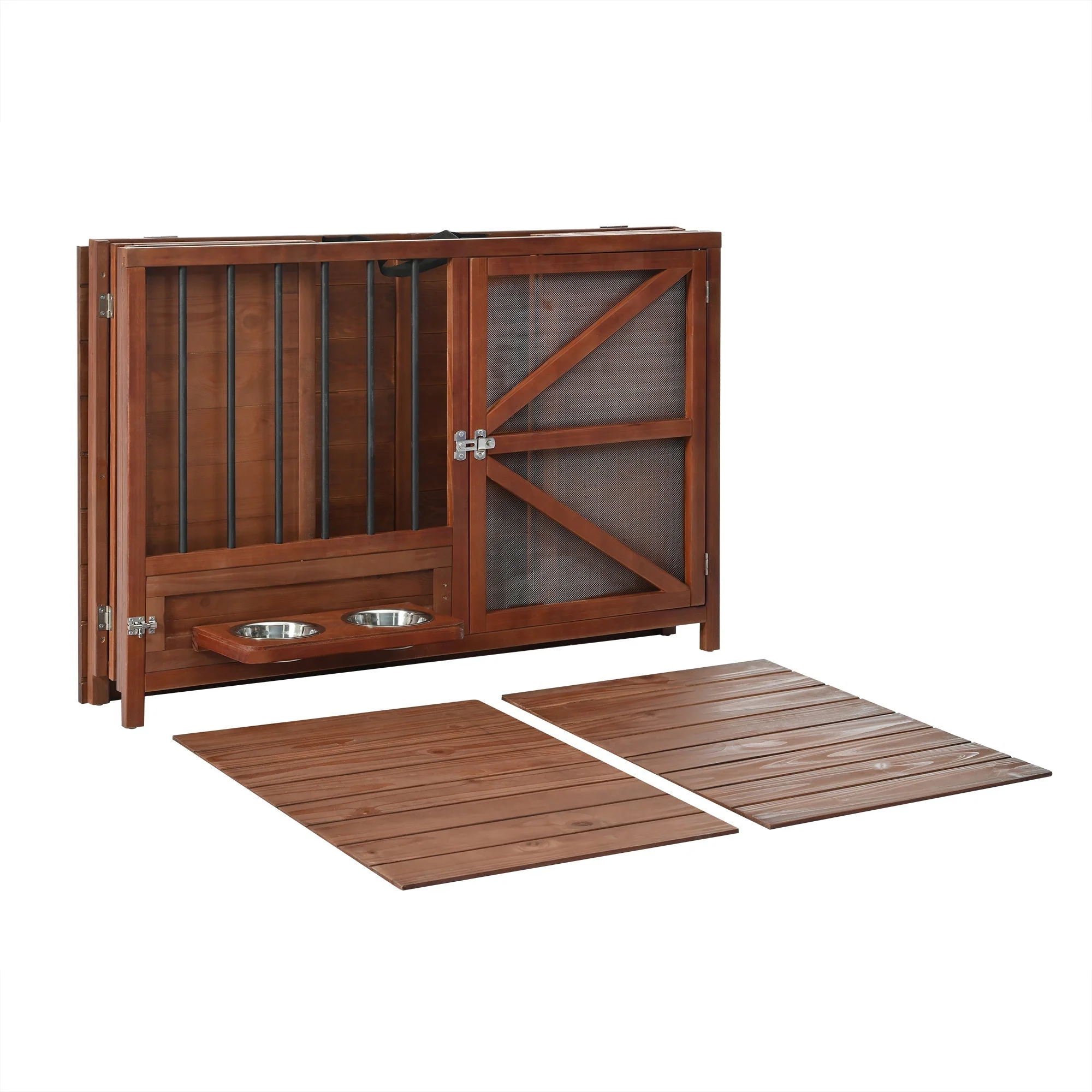 43" Solid Wood Dog Crate Furniture Foldable Indoor Kennel - Image 14