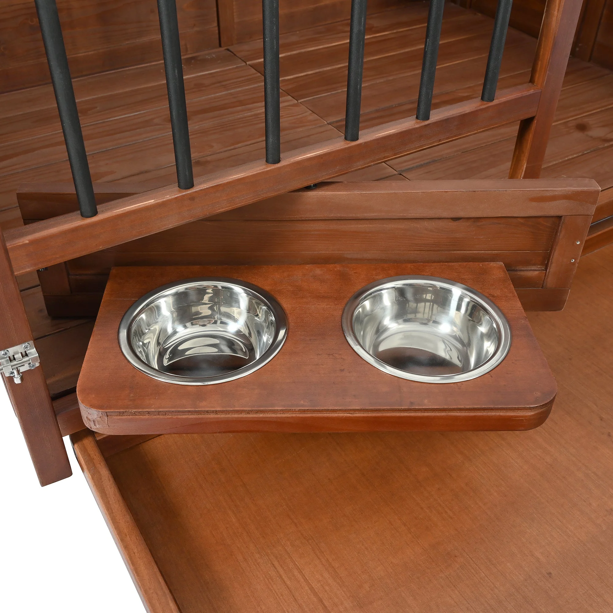 43" Solid Wood Dog Crate Furniture Foldable Indoor Kennel - Image 16