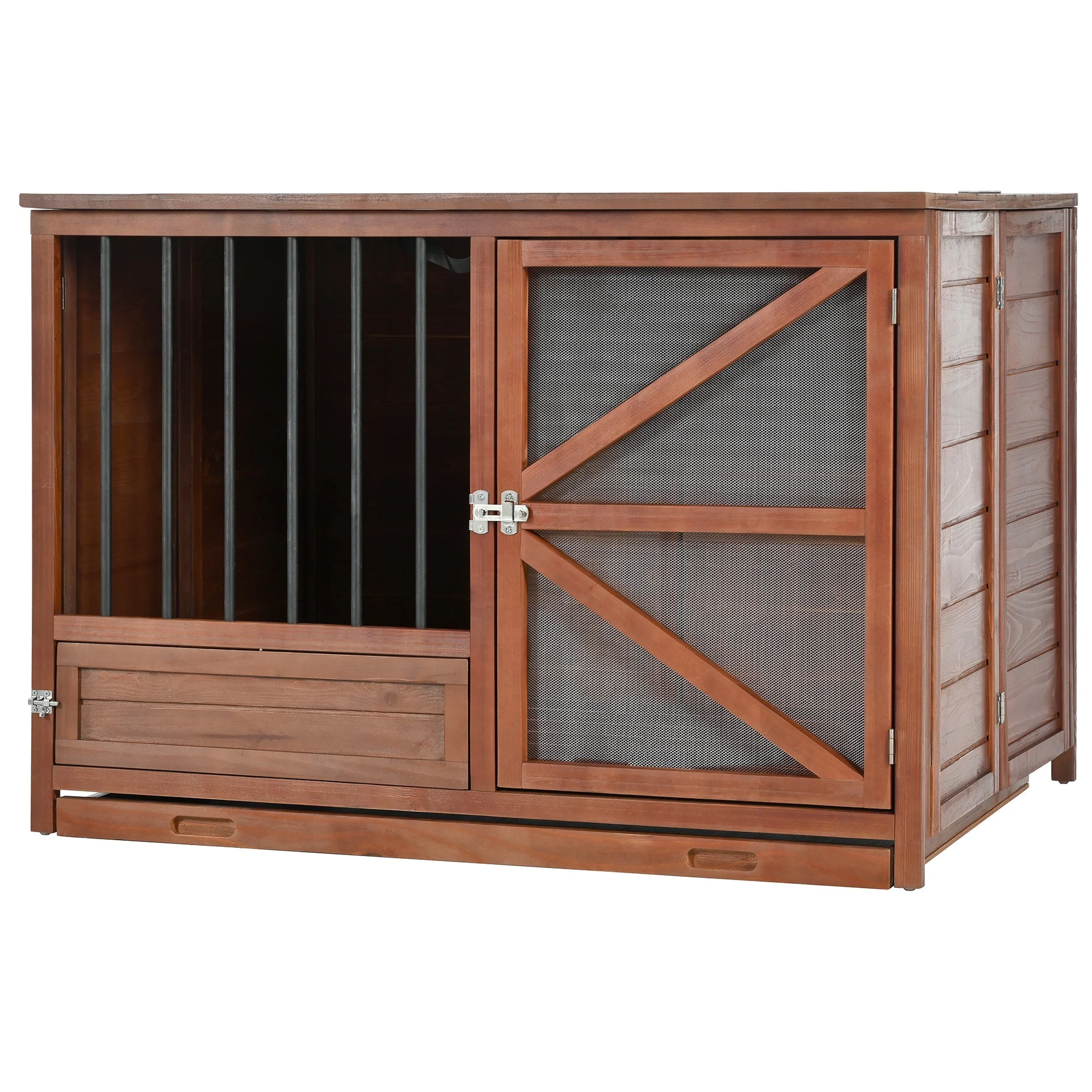 43" Solid Wood Dog Crate Furniture Foldable Indoor Kennel - Image 7