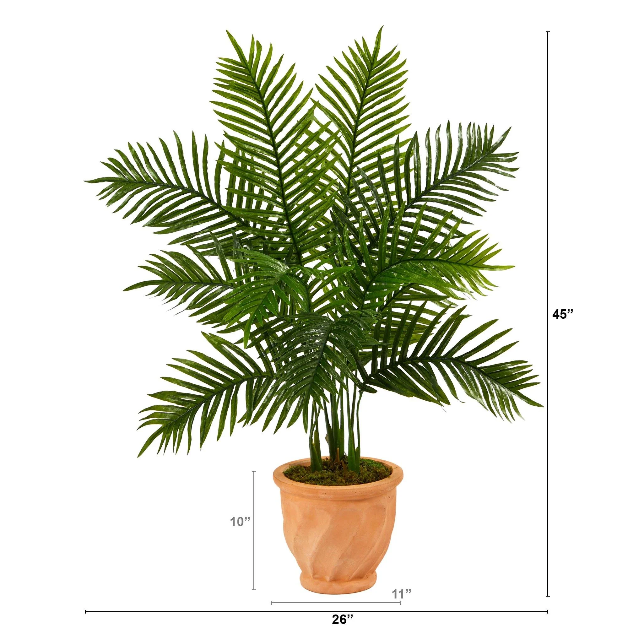 45” Areca Palm Artificial Tree in in Terra-Cotta Planter (Real Touch) - Image 2
