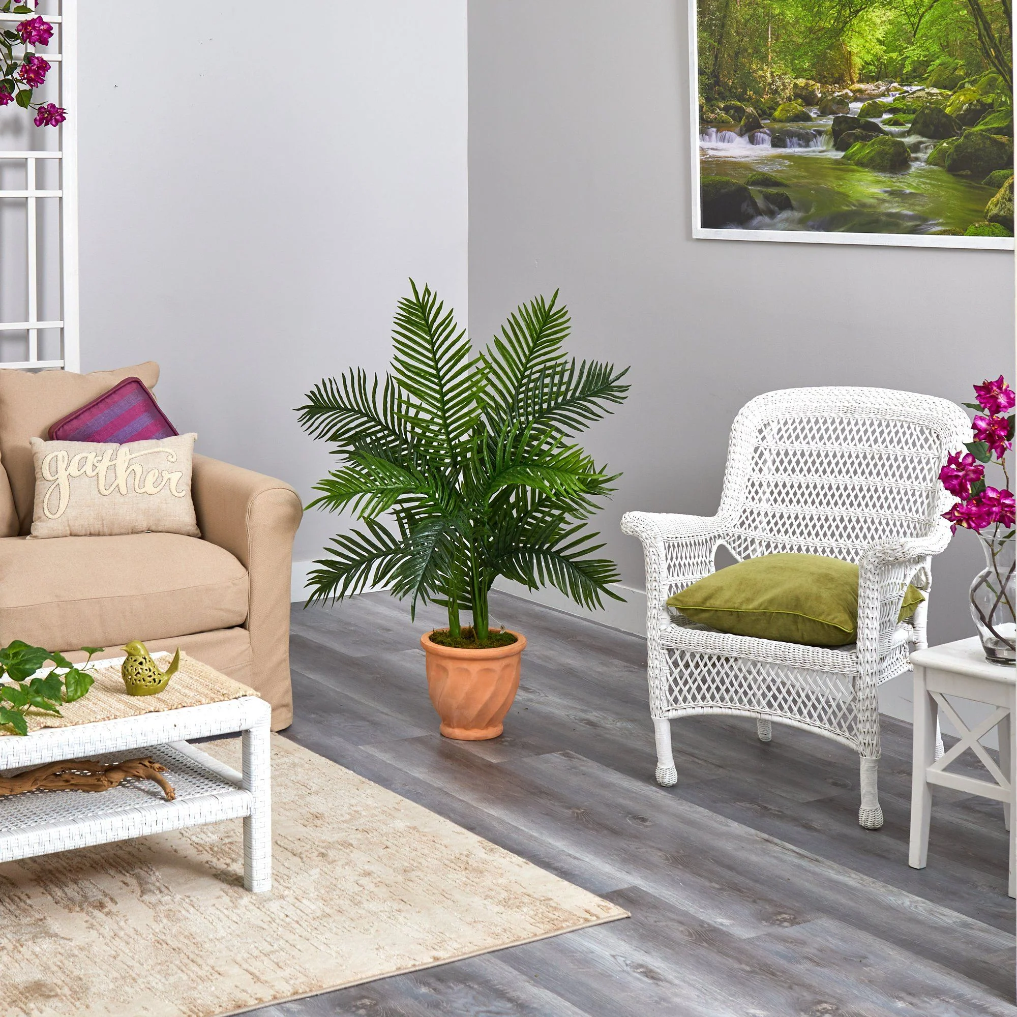 45” Areca Palm Artificial Tree in in Terra-Cotta Planter (Real Touch) - Image 4