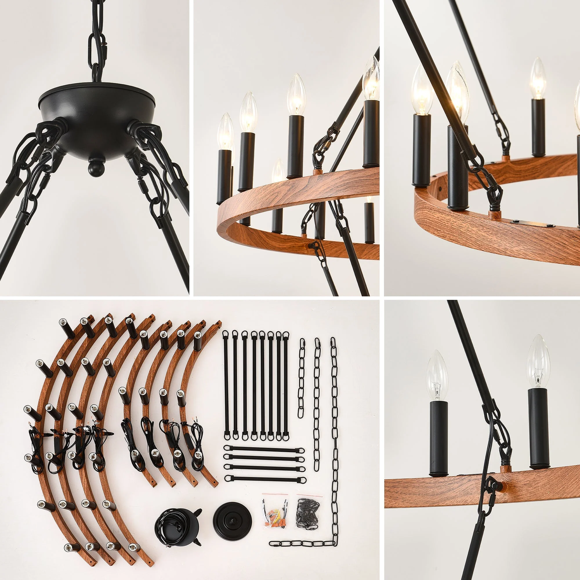 47.24 Inch Large Wagon Wheel Chandelier - Image 11