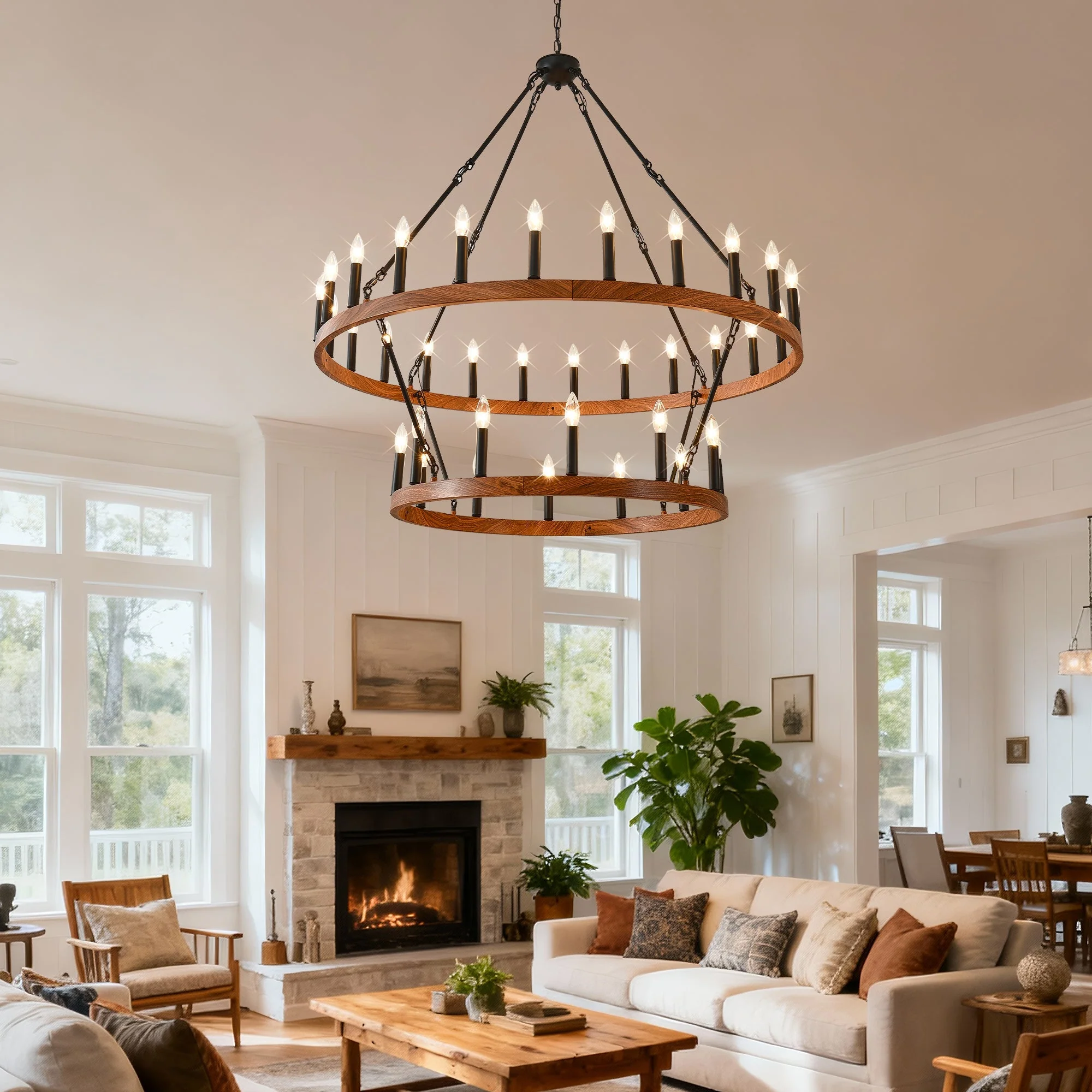 47.24 Inch Large Wagon Wheel Chandelier - Image 21