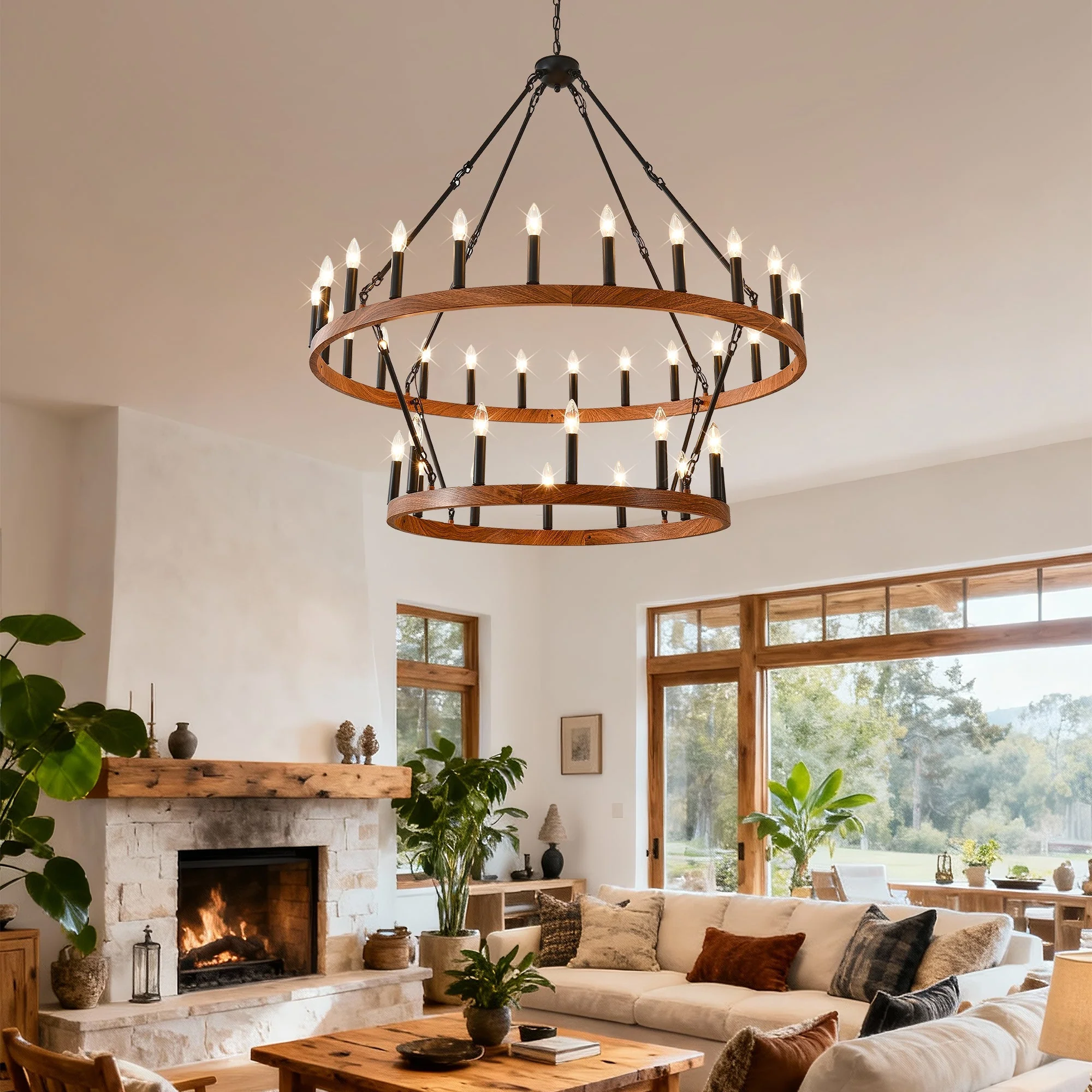 47.24 Inch Large Wagon Wheel Chandelier - Image 22