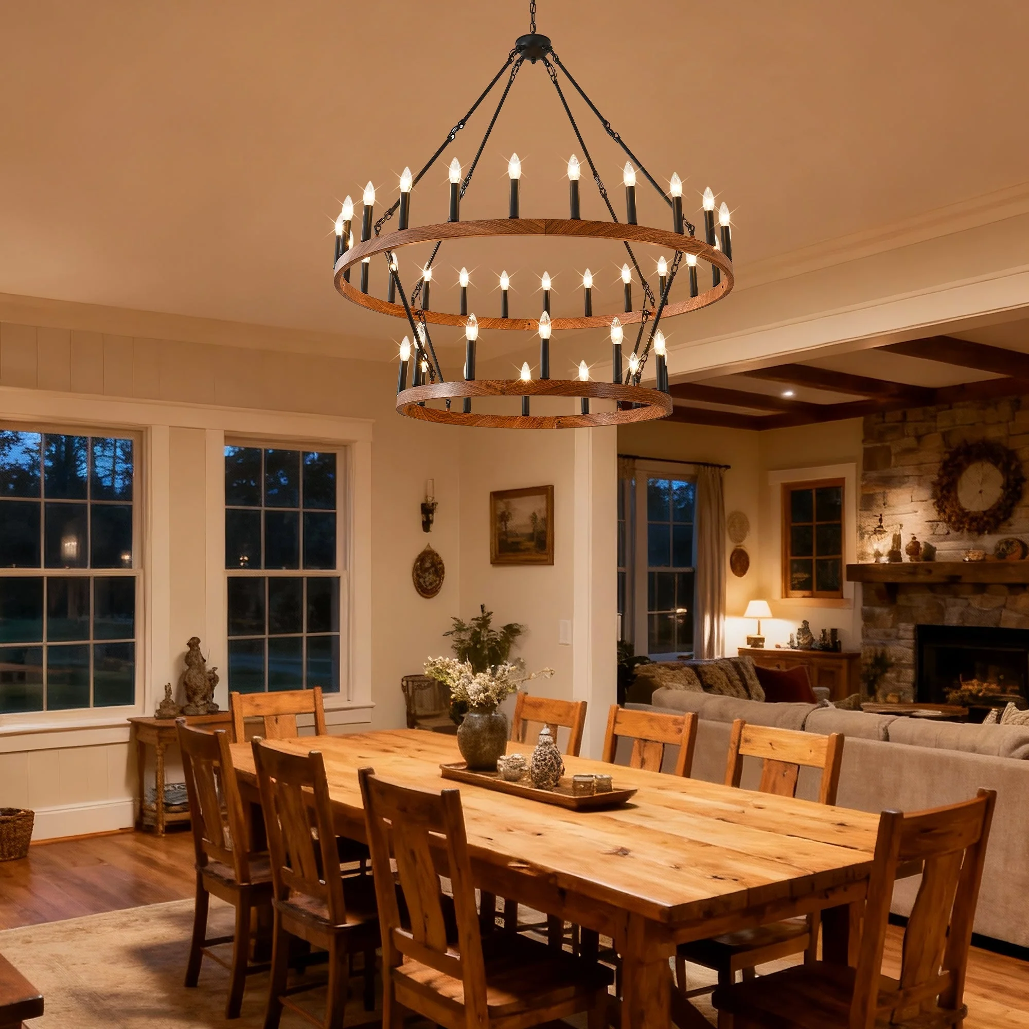 47.24 Inch Large Wagon Wheel Chandelier - Image 5