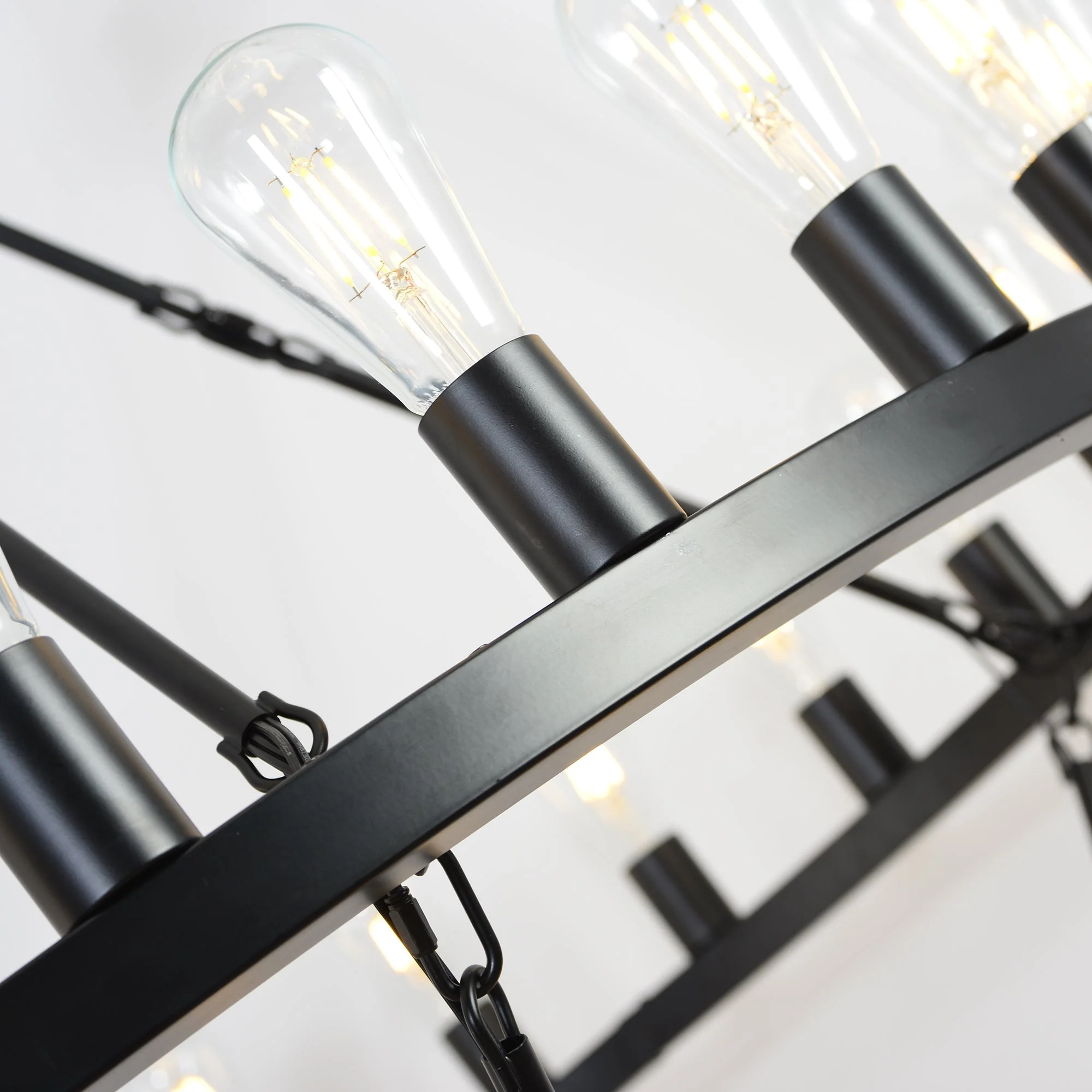 47.24 Inch Matte Black Wagon Wheel Chandelier with 36 Lights - Image 11