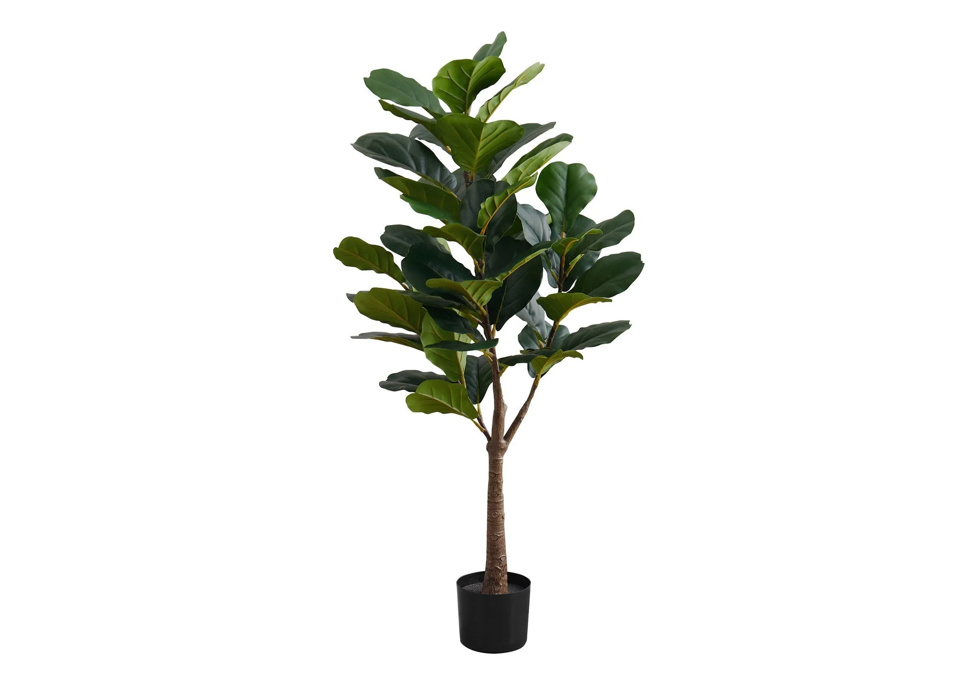 47" Tall, Artificial Plant, Fiddle Tree, Indoor, Fake, Floor, Greenery, Potted, Real Touch, Decorative - Green / Black - Image 3