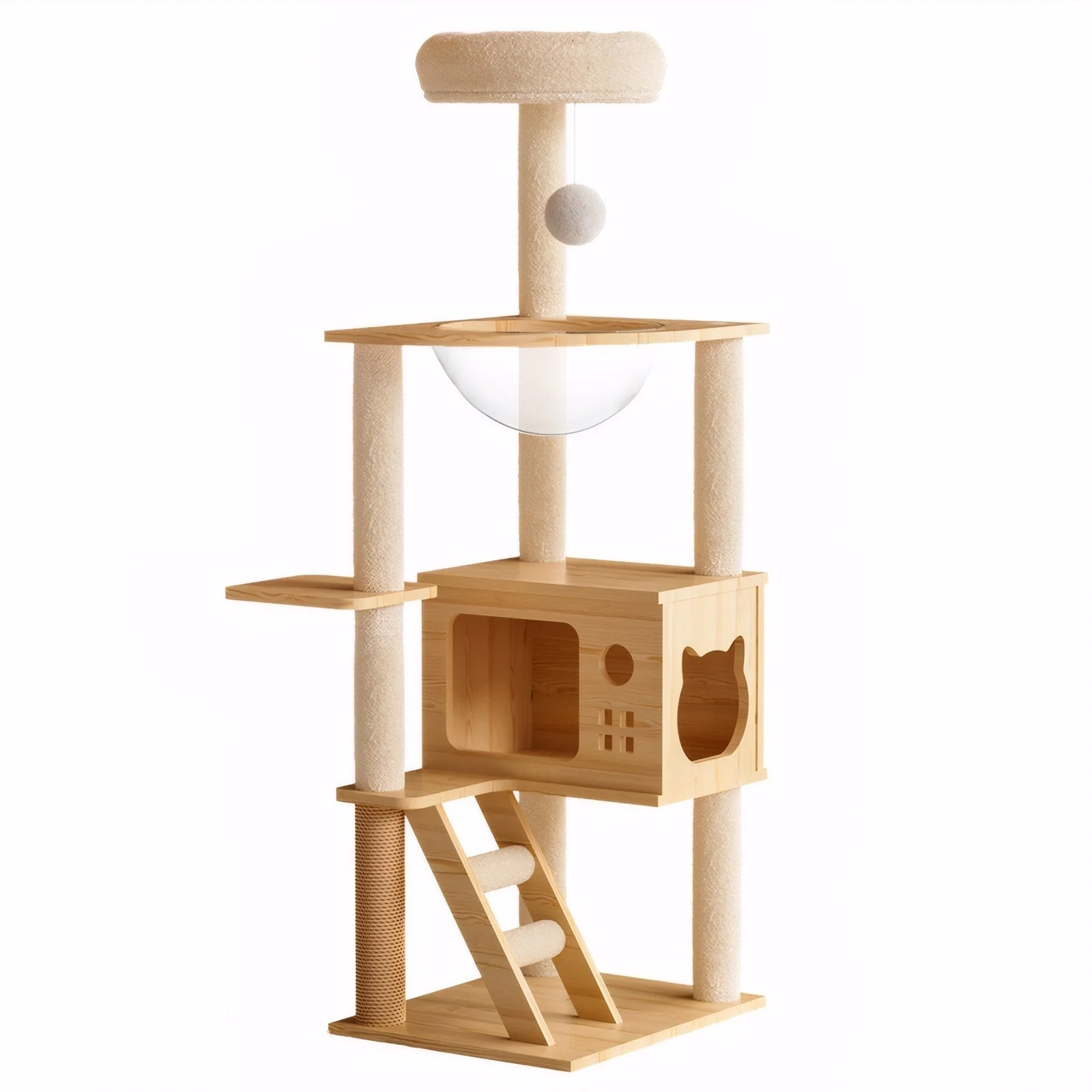 48.8' Modern Wooden Cat Tower for Indoor Cats - Image 2