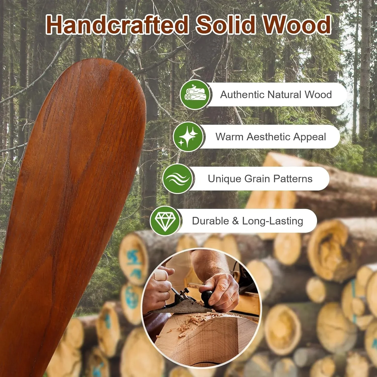 48 Inch Smart Wood Ceiling Fan with LED Light Remote 6-Speed DC - Image 4