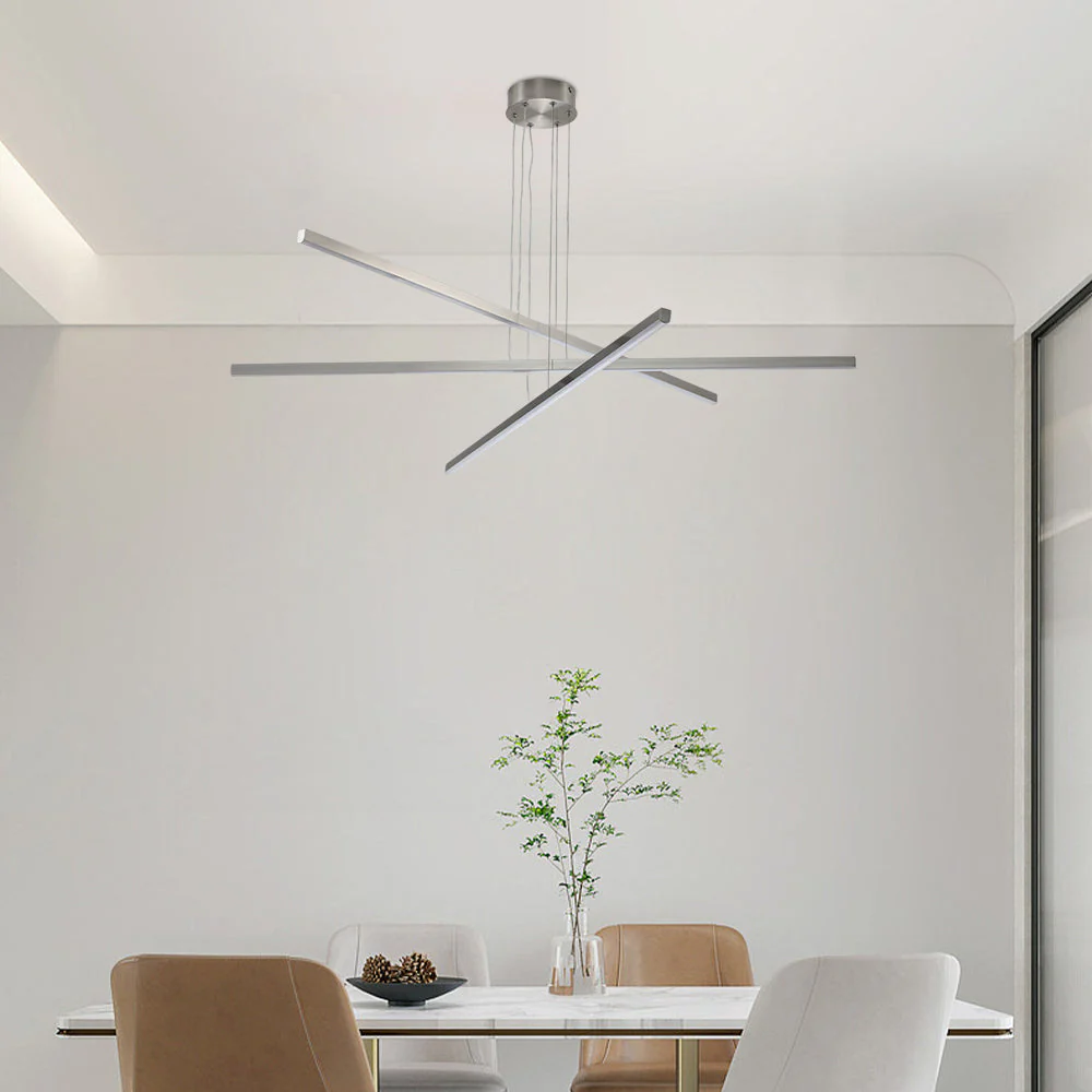 48" Modern LED Chandelier - Geometric 3-Arm Design - Image 3
