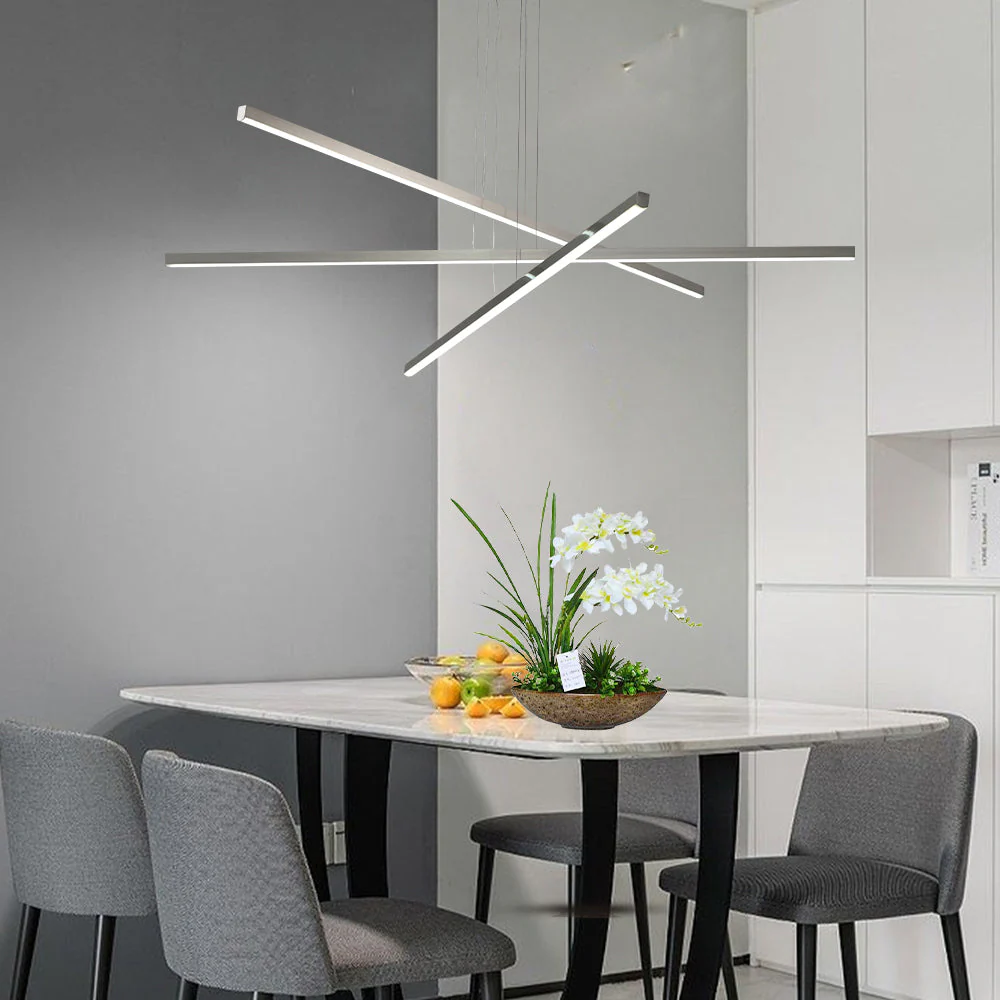 48" Modern LED Chandelier - Geometric 3-Arm Design - Image 4