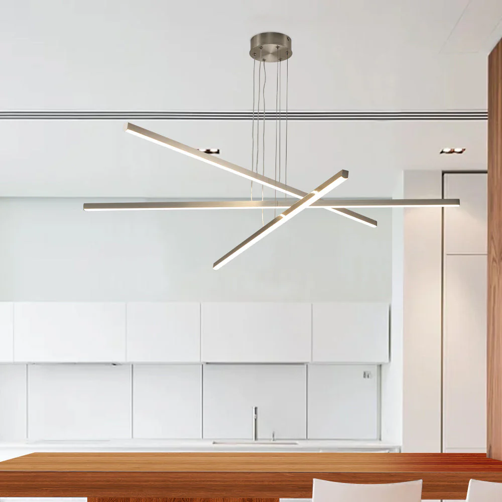 48" Modern LED Chandelier - Geometric 3-Arm Design - Image 5