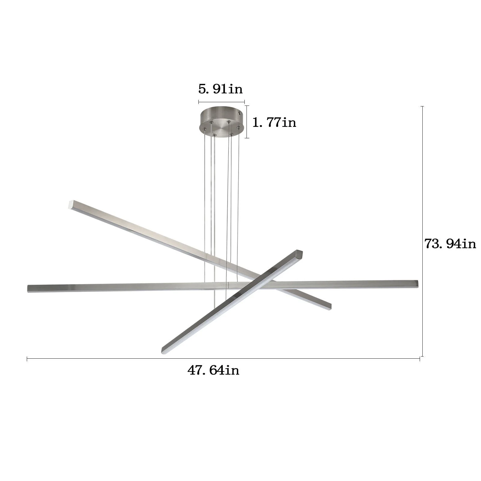 48" Modern LED Chandelier - Geometric 3-Arm Design - Image 9