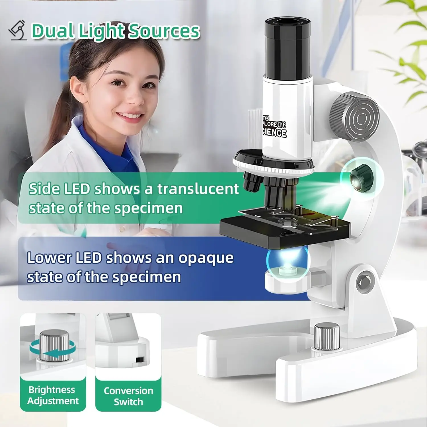 4800X Digital Microscope for Kids Elementary Science Biology Learning - Image 3