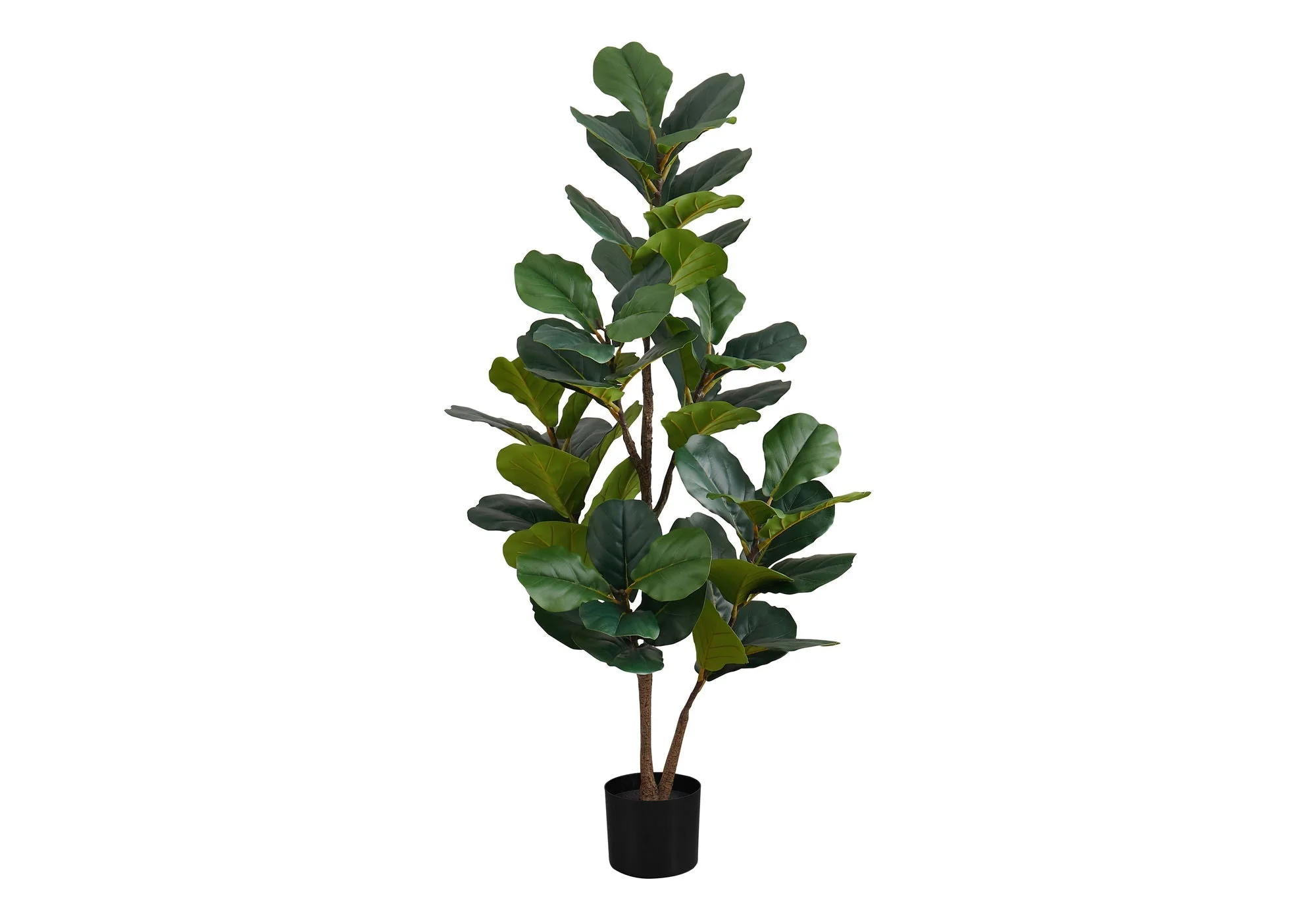 49" Tall, Artificial Plant, Fiddle Tree, Indoor, Faux, Fake, Floor, Greenery, Potted, Real Touch, Decorative - Green / Black - Image 3