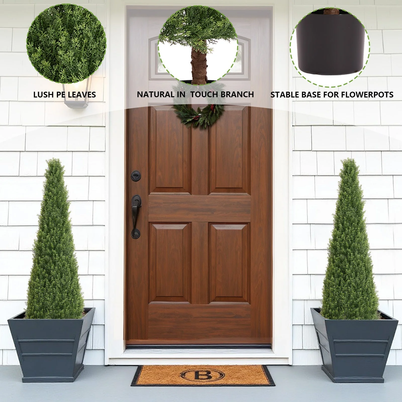 4FT Conical Topiary Cedar Trees Artificial Outdoor Set of 2 - Image 7