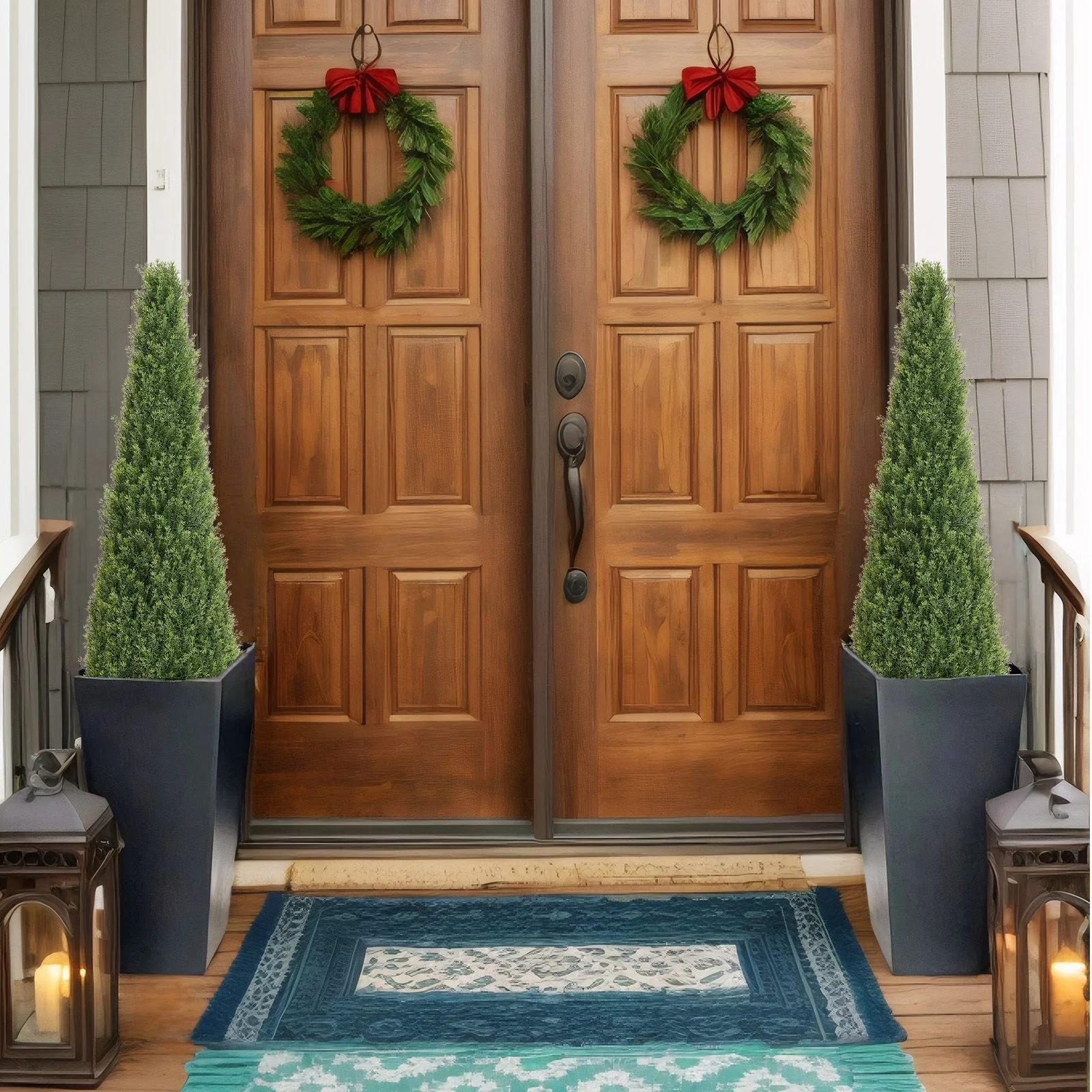 4FT Conical Topiary Cedar Trees Artificial Outdoor Set of 2 - Image 8