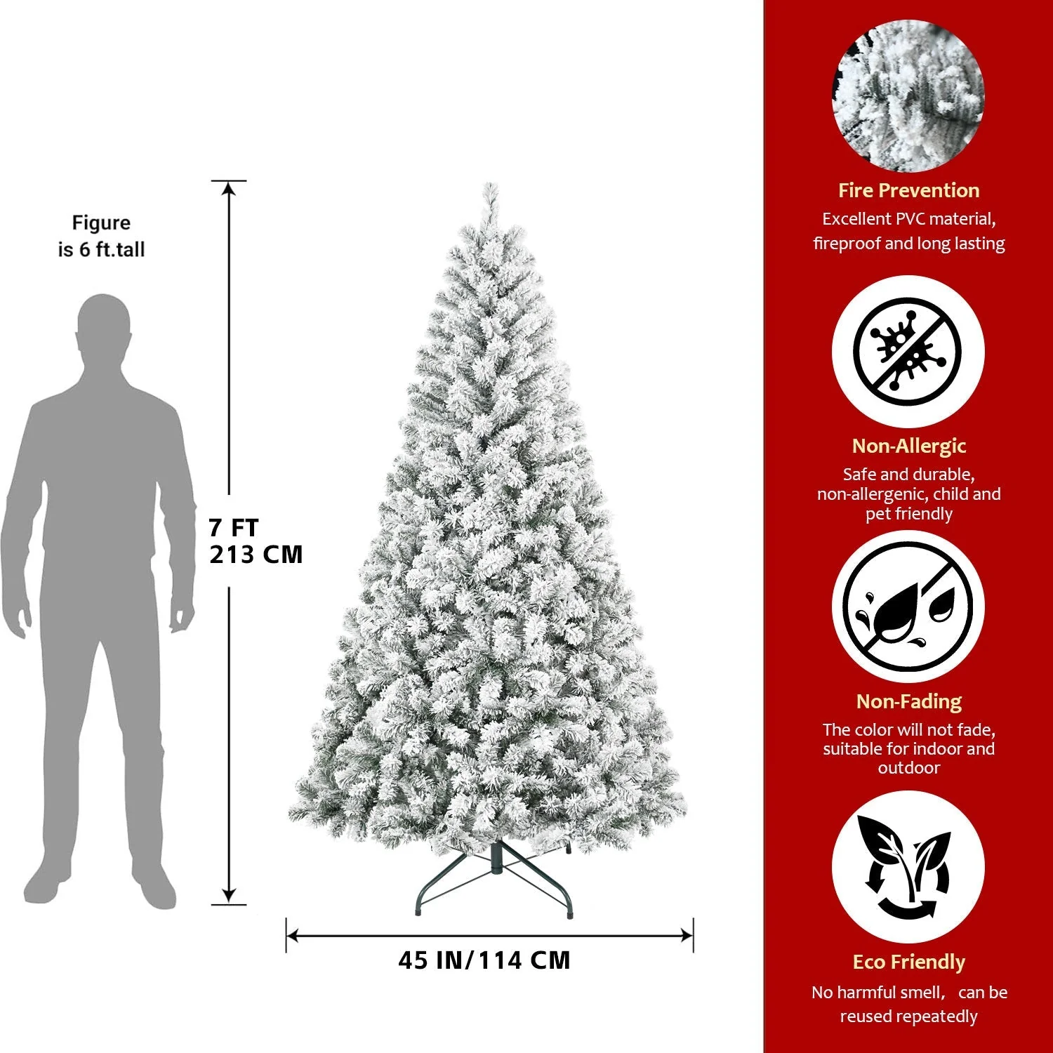 4FT Flocked Christmas Tree with 233 Tips - Image 10
