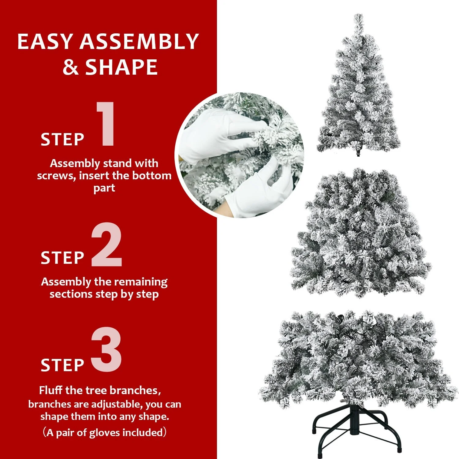 4FT Flocked Christmas Tree with 233 Tips - Image 2
