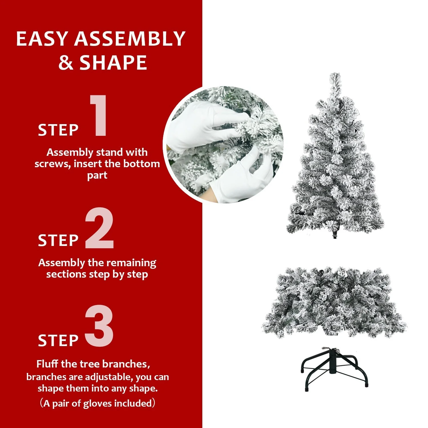 4FT Flocked Christmas Tree with 233 Tips - Image 3