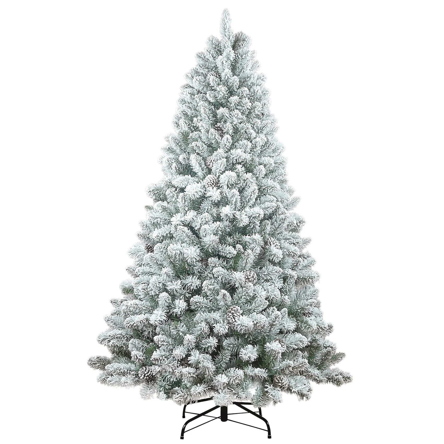 4FT Flocked Christmas Tree with Pine Cones and Snowy PVC Design - Image 17