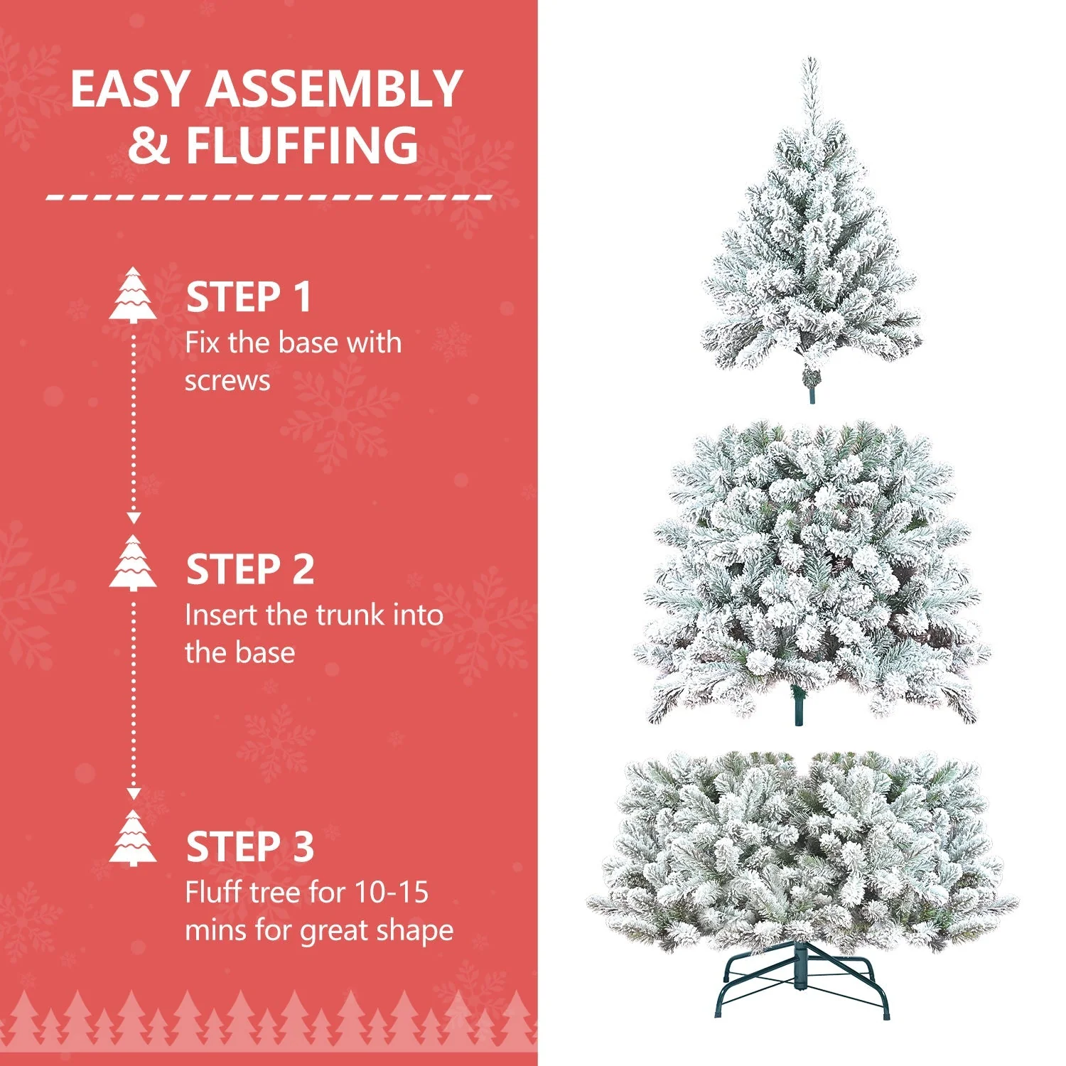 4FT Flocked Christmas Tree with Pine Cones and Snowy PVC Design - Image 2