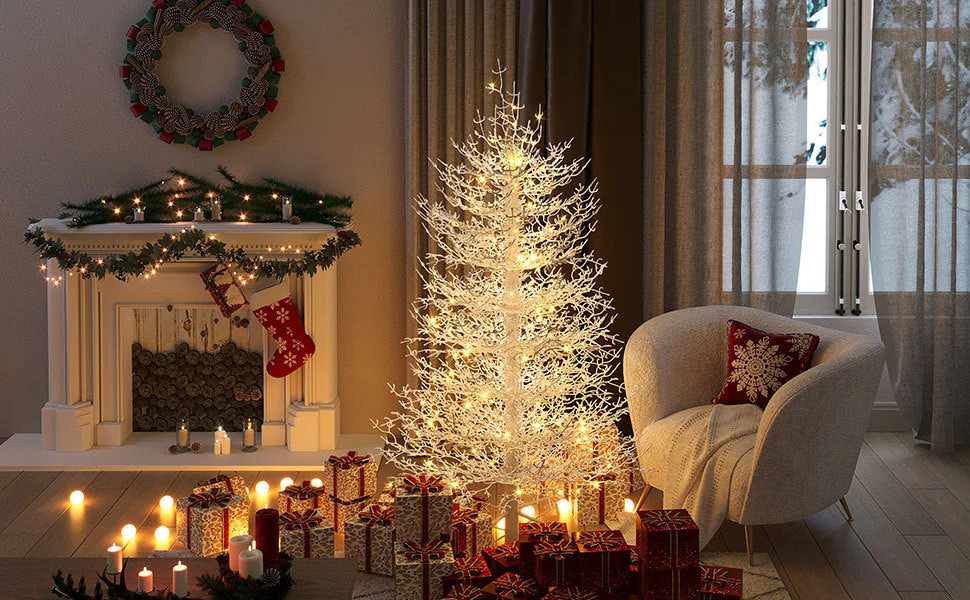 4FT Pre-Lit Aspen Fir Artificial Christmas Tree 230 Warm White LED Lights - Image 10