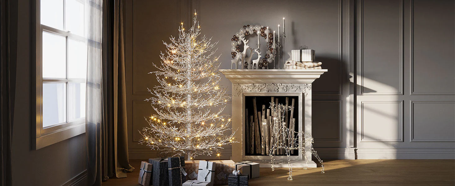 4FT Pre-Lit Aspen Fir Artificial Christmas Tree 230 Warm White LED Lights - Image 11
