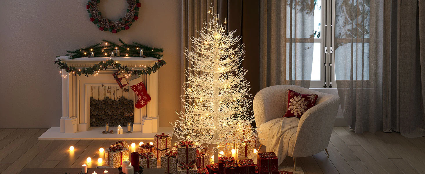 4FT Pre-Lit Aspen Fir Artificial Christmas Tree 230 Warm White LED Lights - Image 12