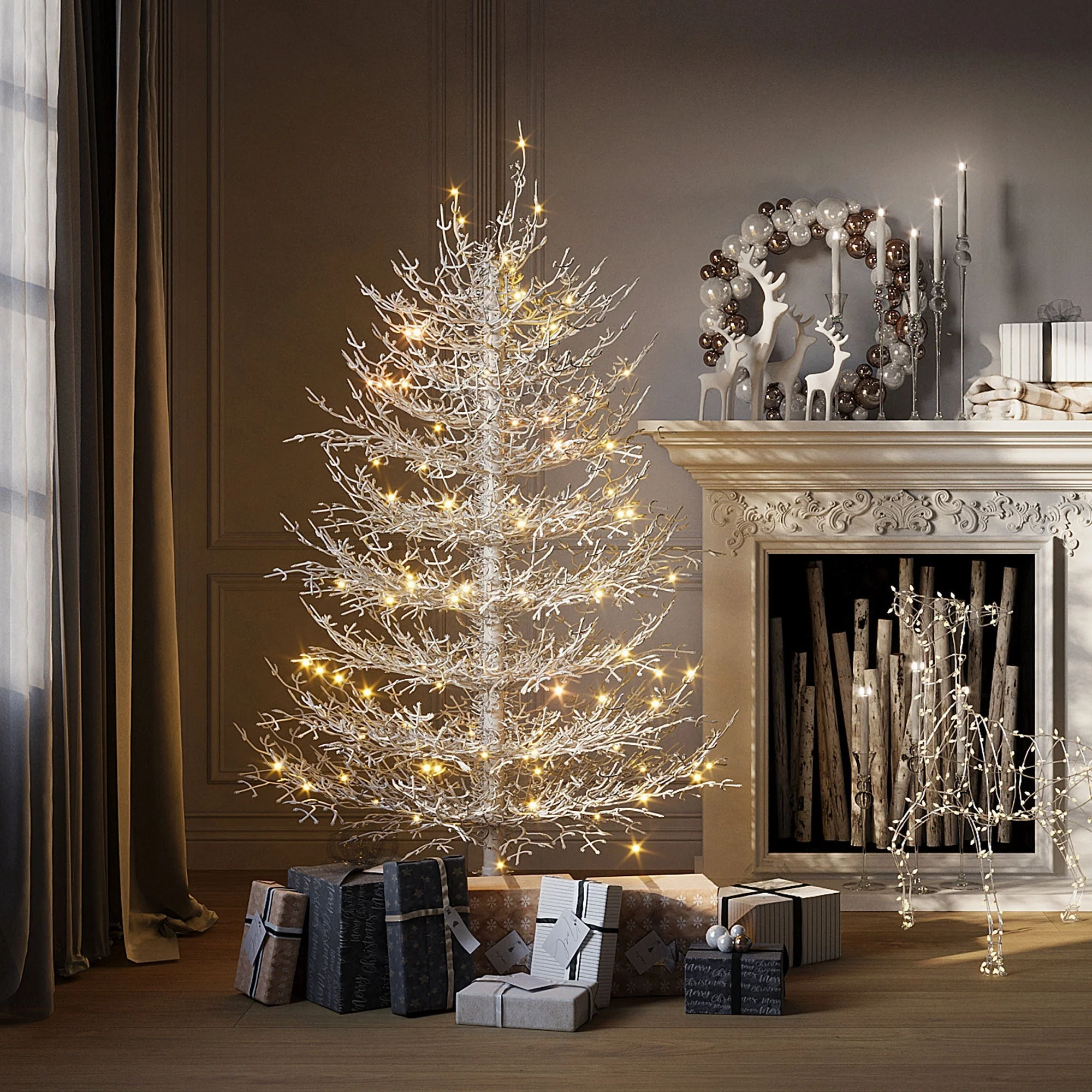 4FT Pre-Lit Aspen Fir Artificial Christmas Tree 230 Warm White LED Lights - Image 2