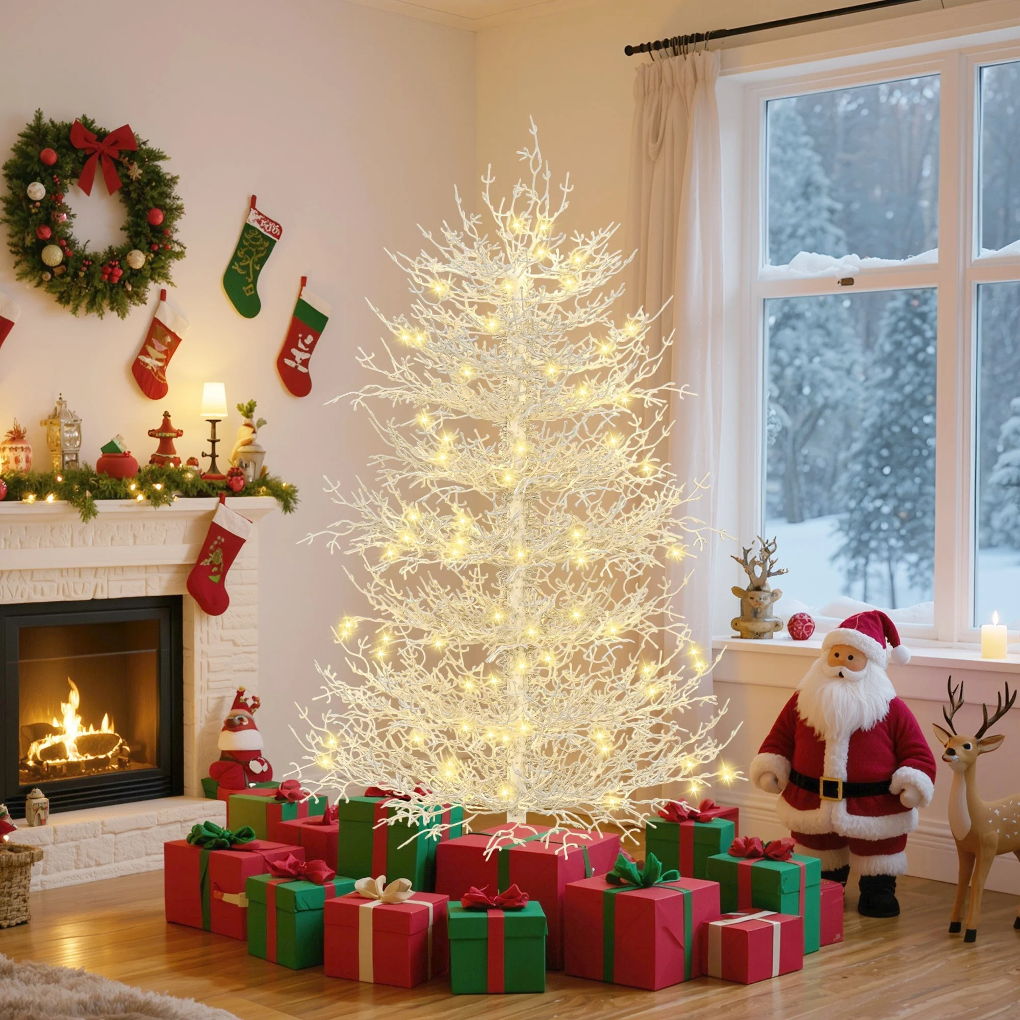 4FT Pre-Lit Aspen Fir Artificial Christmas Tree 230 Warm White LED Lights - Image 3