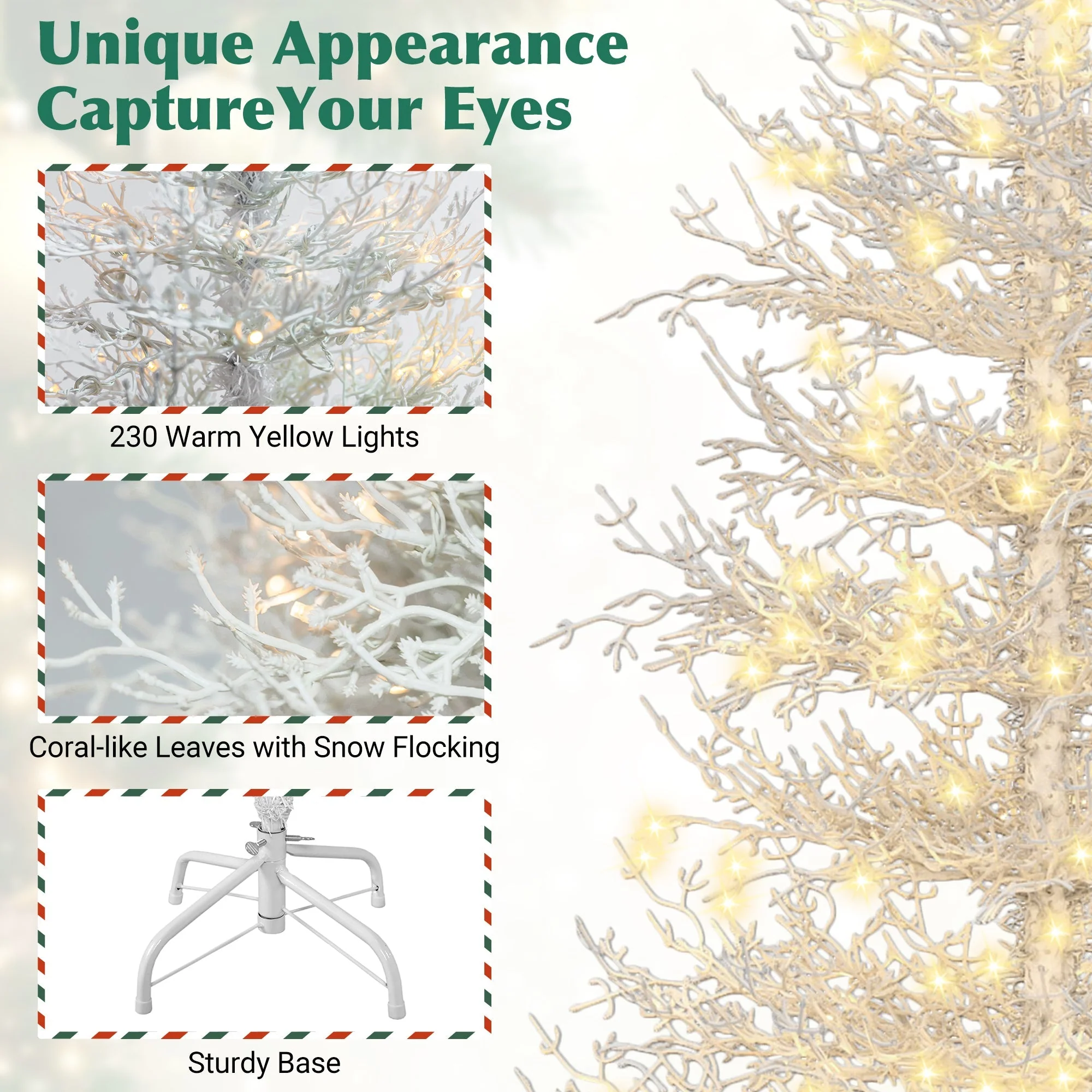 4FT Pre-Lit Aspen Fir Artificial Christmas Tree 230 Warm White LED Lights - Image 4
