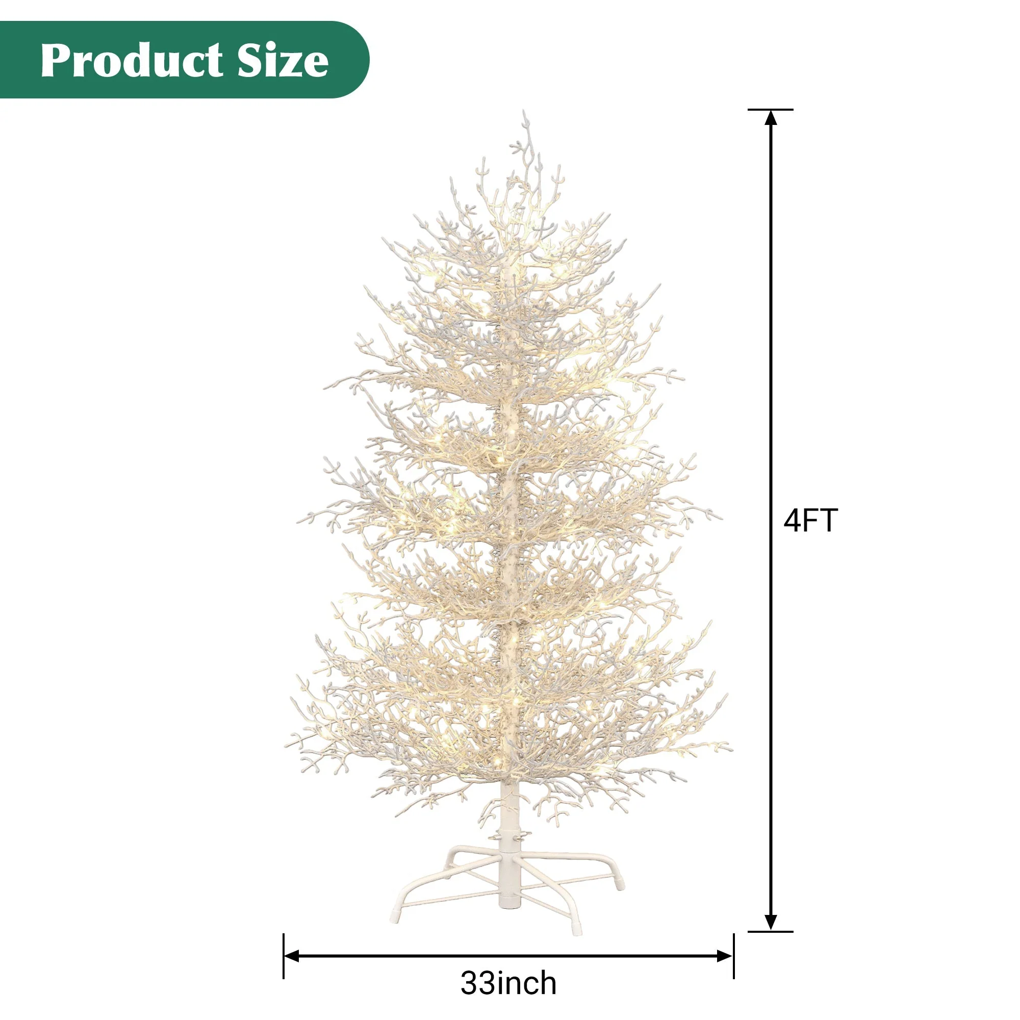 4FT Pre-Lit Aspen Fir Artificial Christmas Tree 230 Warm White LED Lights - Image 8