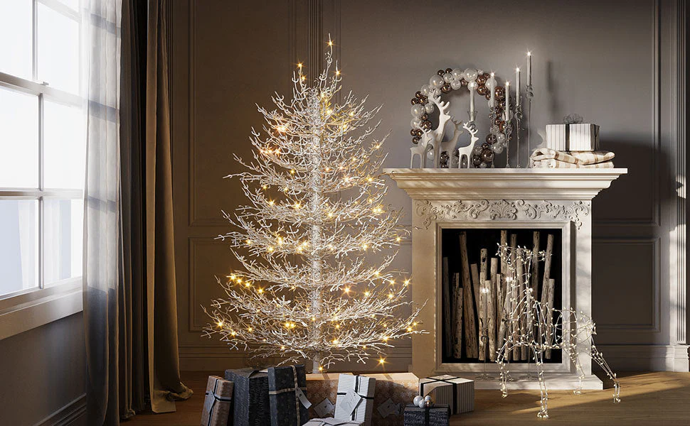 4FT Pre-Lit Aspen Fir Artificial Christmas Tree 230 Warm White LED Lights - Image 9