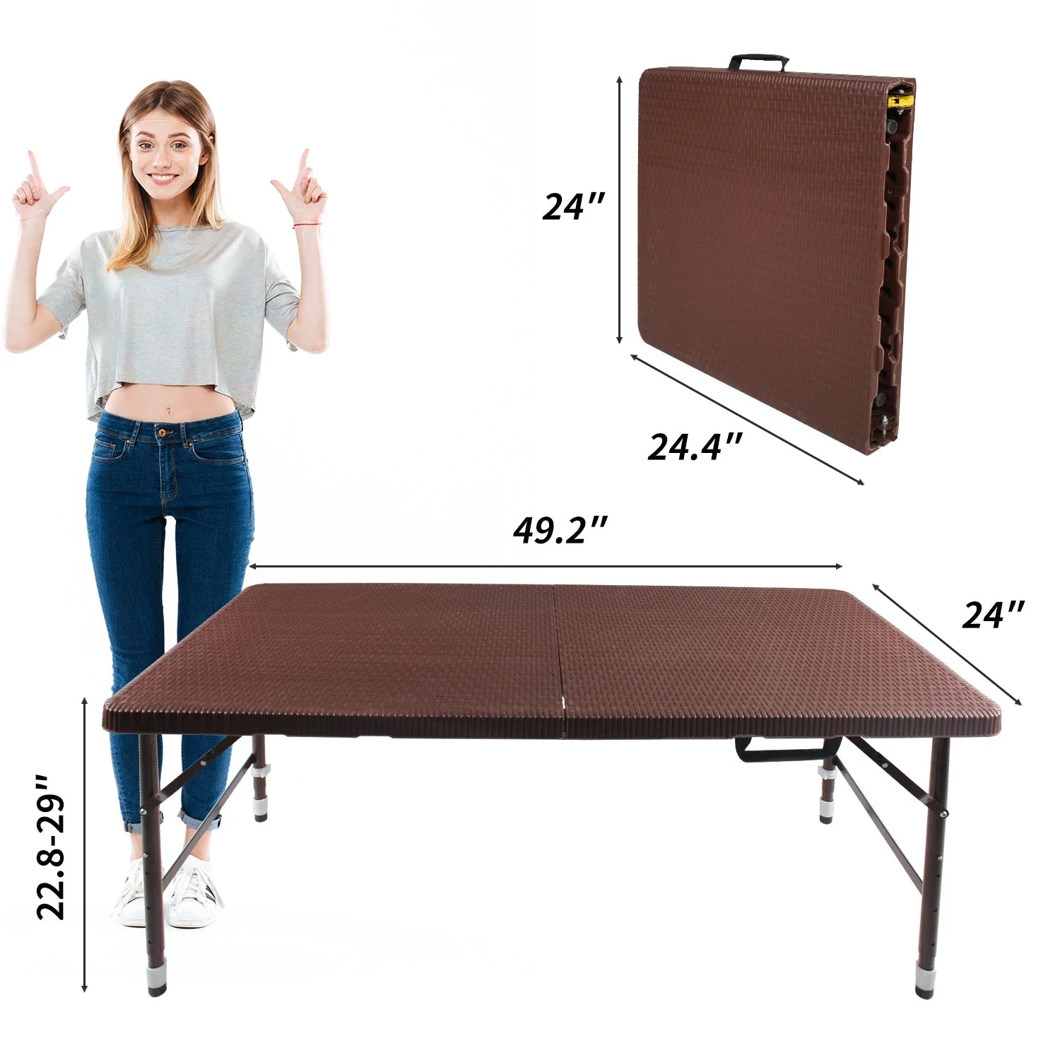 4ft Rattan Folding Table for Indoor and Outdoor Use - Image 2