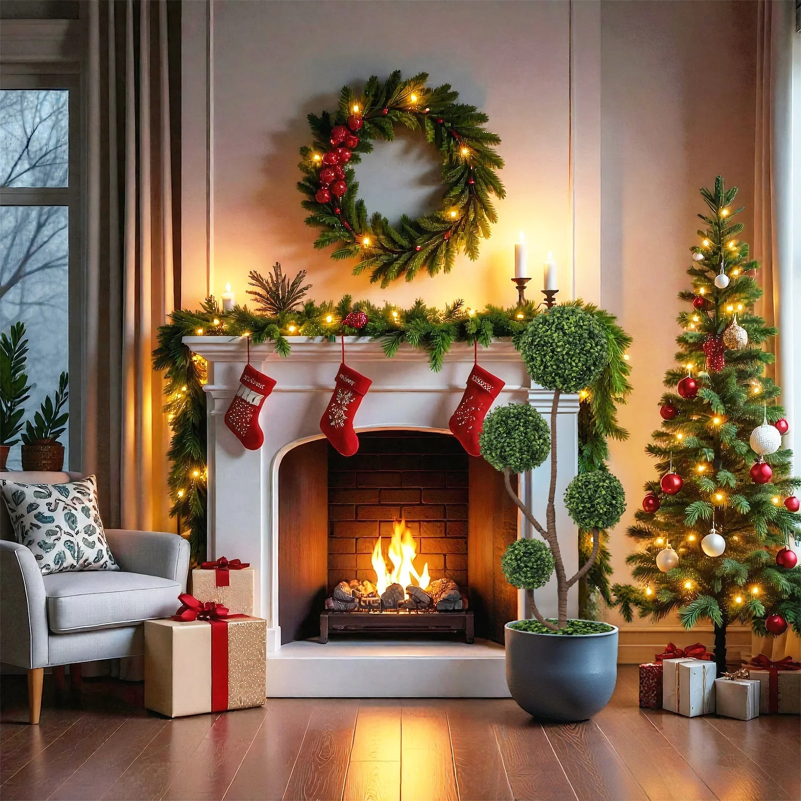 4FT Tall Artificial Boxwood Topiary Tree - Image 13