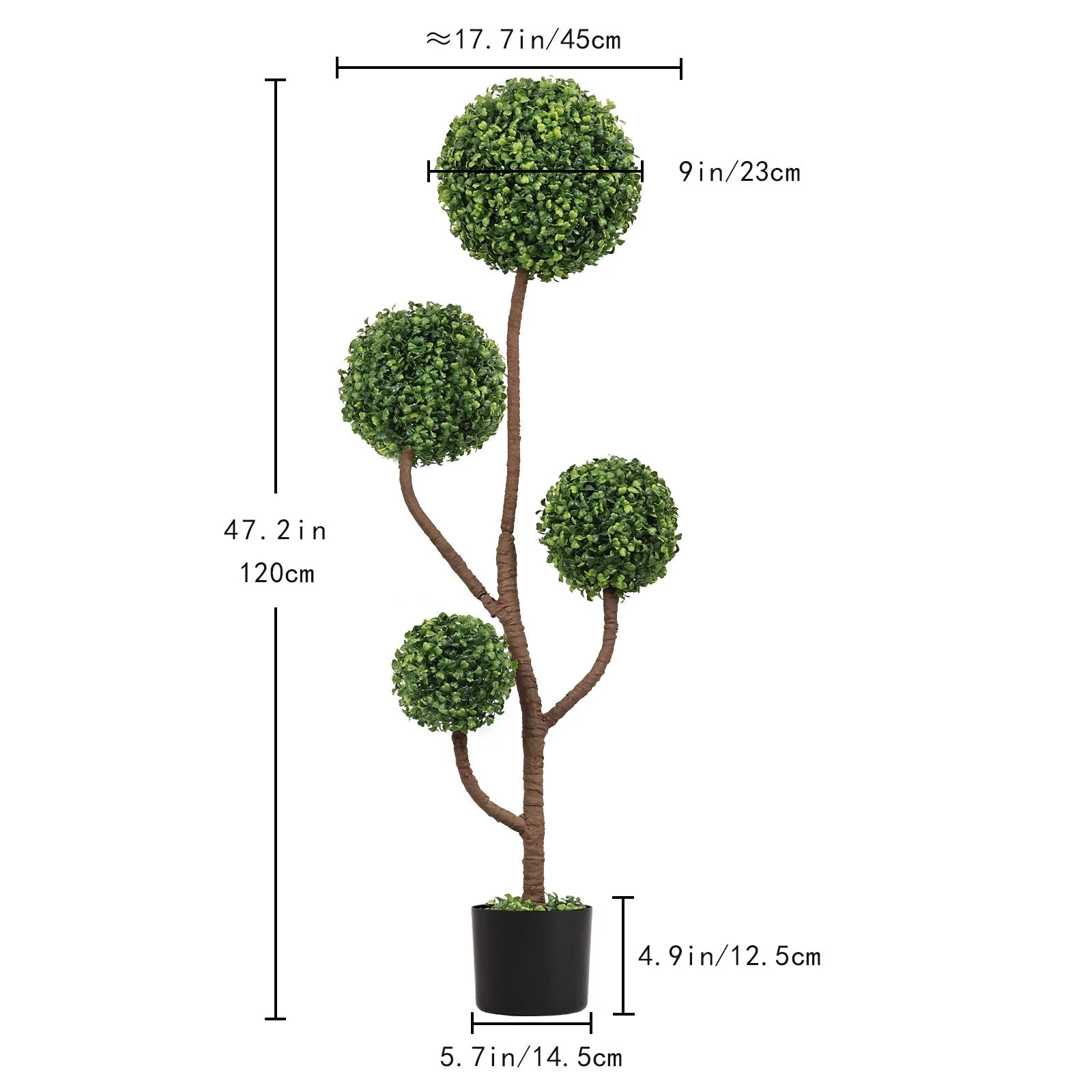 4FT Tall Artificial Boxwood Topiary Tree - Image 3