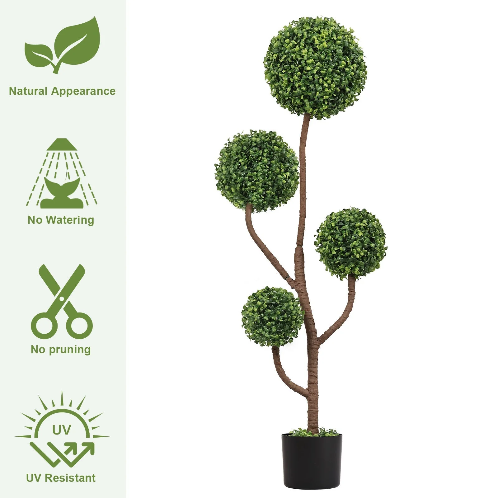 4FT Tall Artificial Boxwood Topiary Tree - Image 4